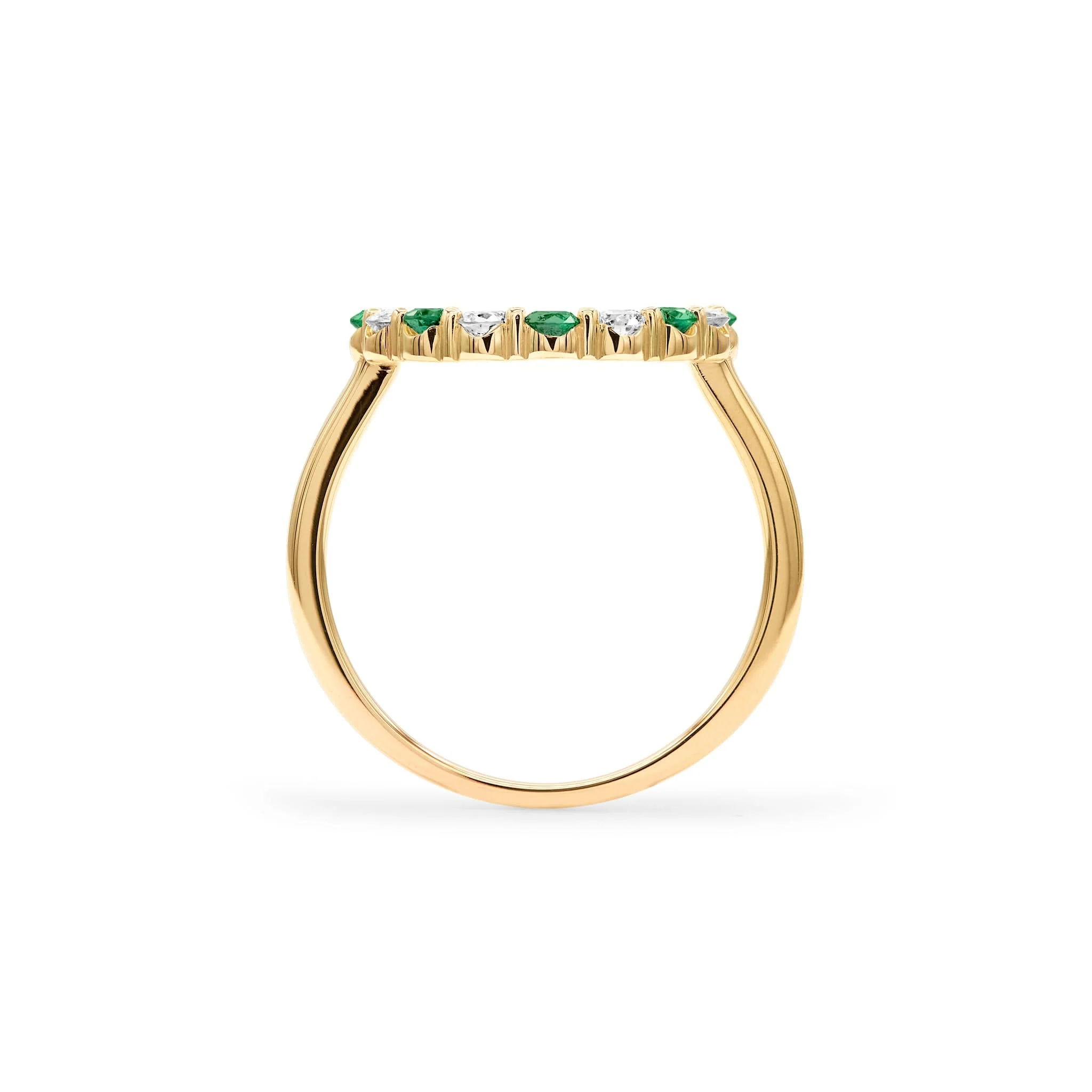 Rosecliff Circle Diamond & Emerald Ring in 14k Gold (May) - Image 4