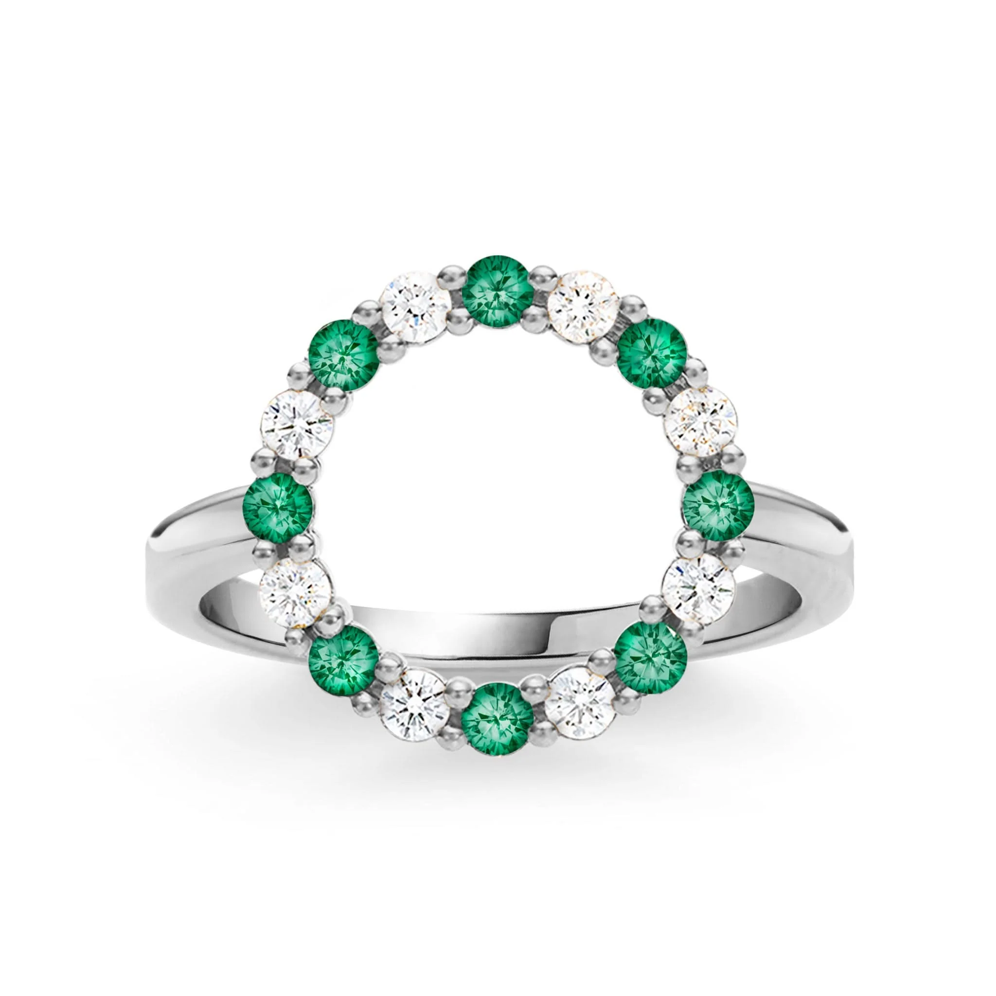 Rosecliff Circle Diamond & Emerald Ring in 14k Gold (May) - Image 5