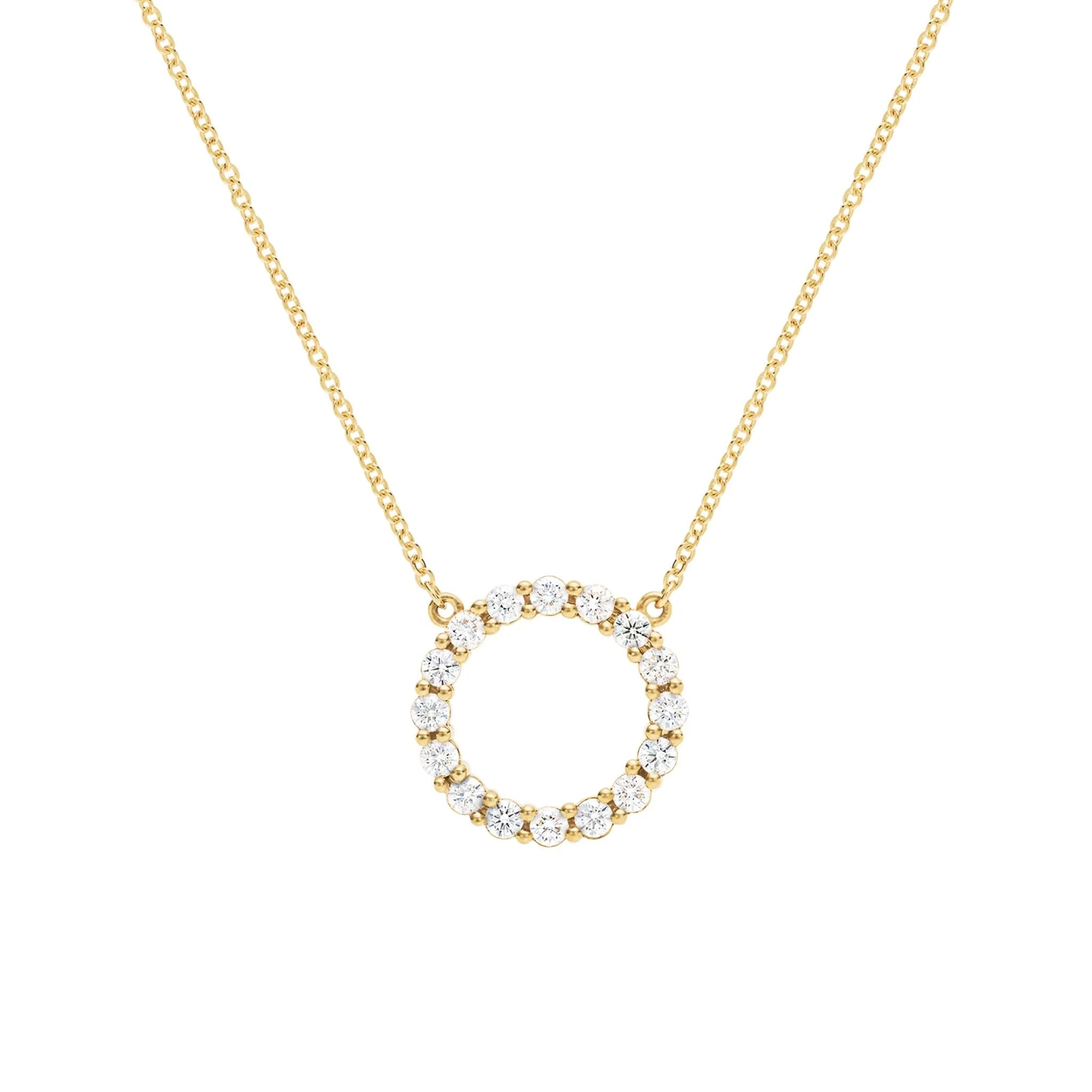 Rosecliff Circle Diamond Necklace in 14k Gold (April)