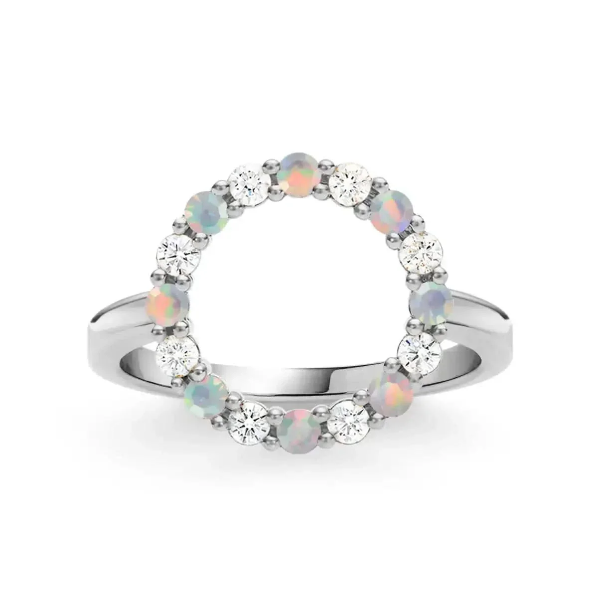Rosecliff Circle Diamond & Opal Ring in 14k Gold (October) - Image 5