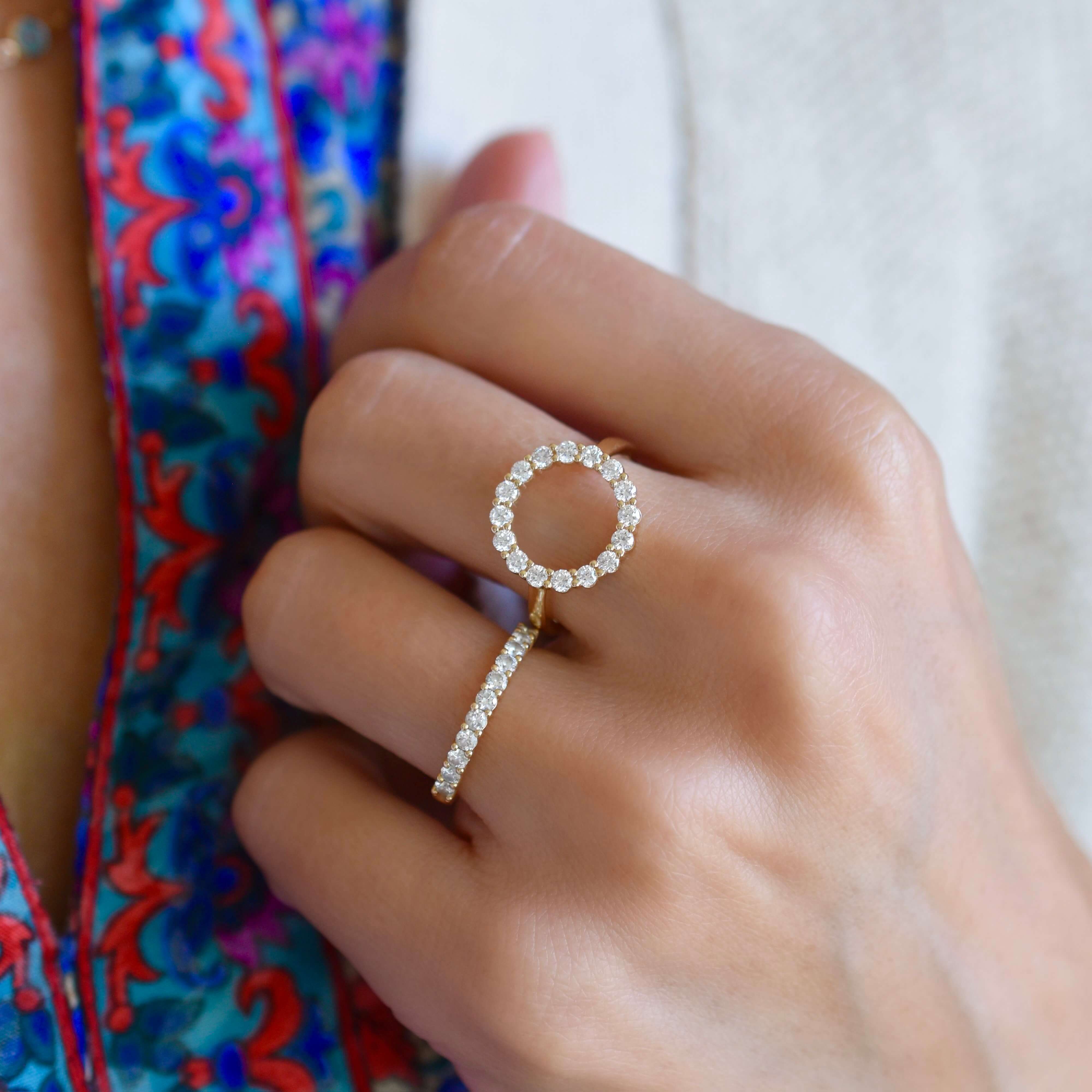 Rosecliff Circle Diamond Ring in 14k Gold (April) - Image 9