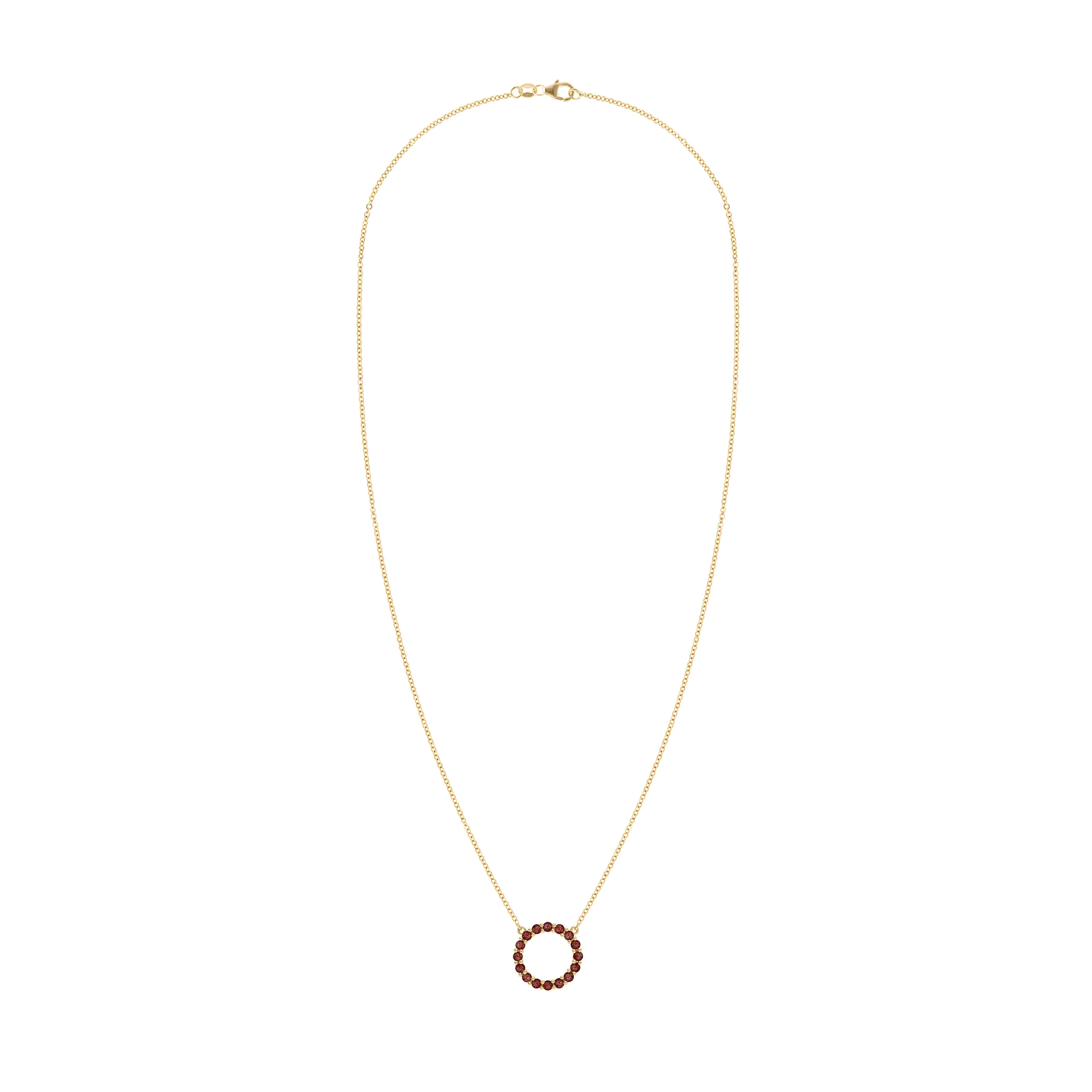 Rosecliff Circle Garnet Necklace in 14k Gold (January) - Image 5