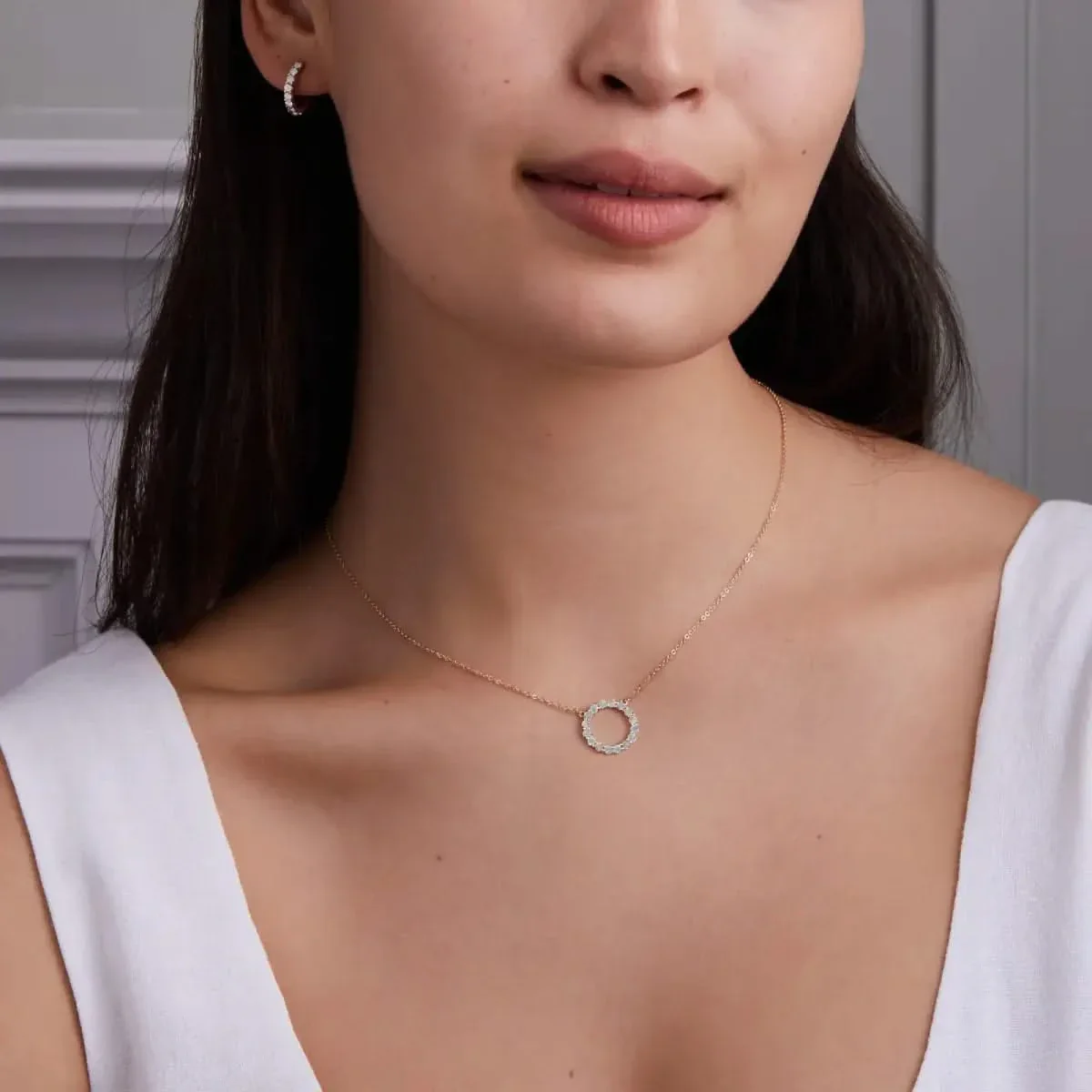 Rosecliff Circle Opal Necklace in 14k Gold (October) - Image 2