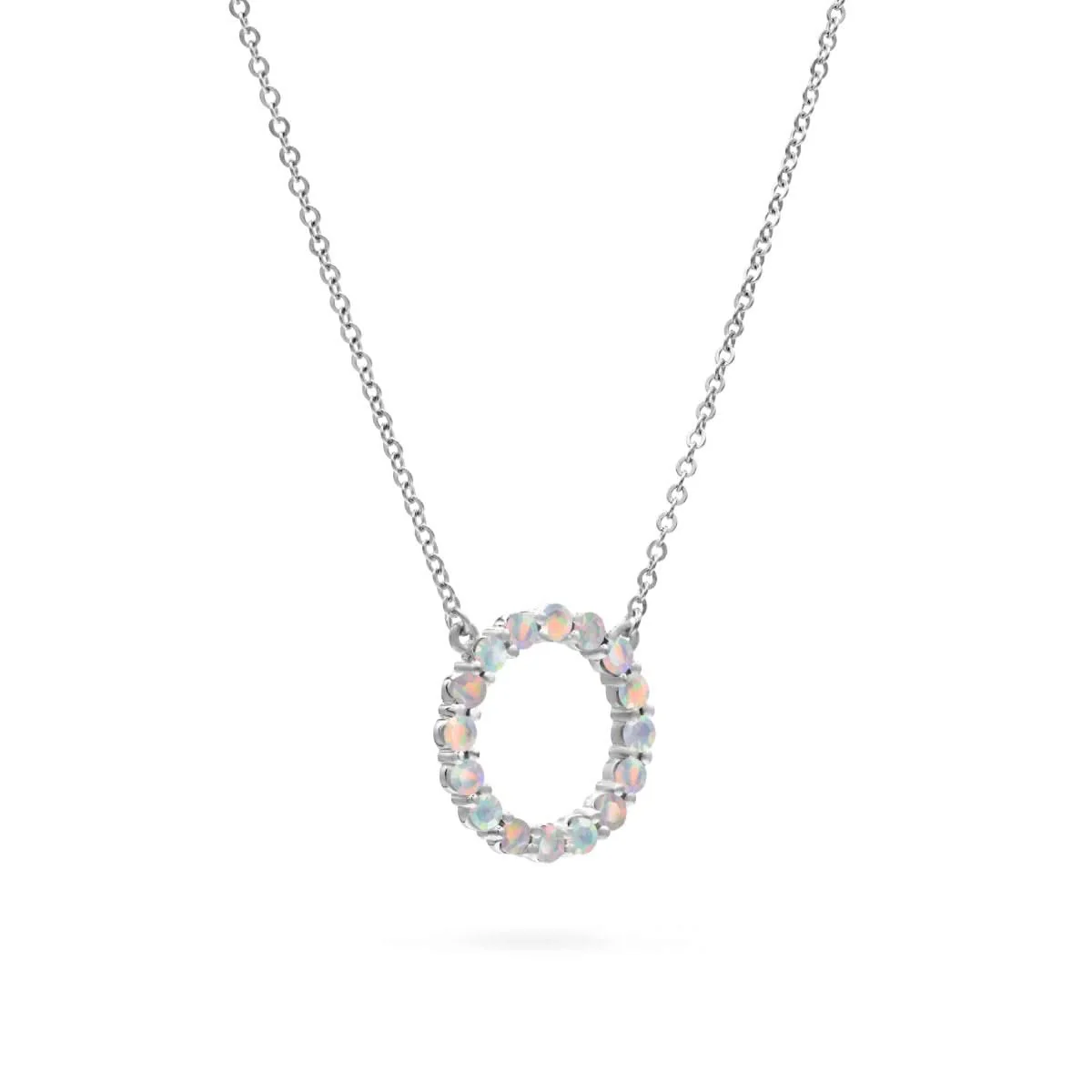 Rosecliff Circle Opal Necklace in 14k Gold (October) - Image 9