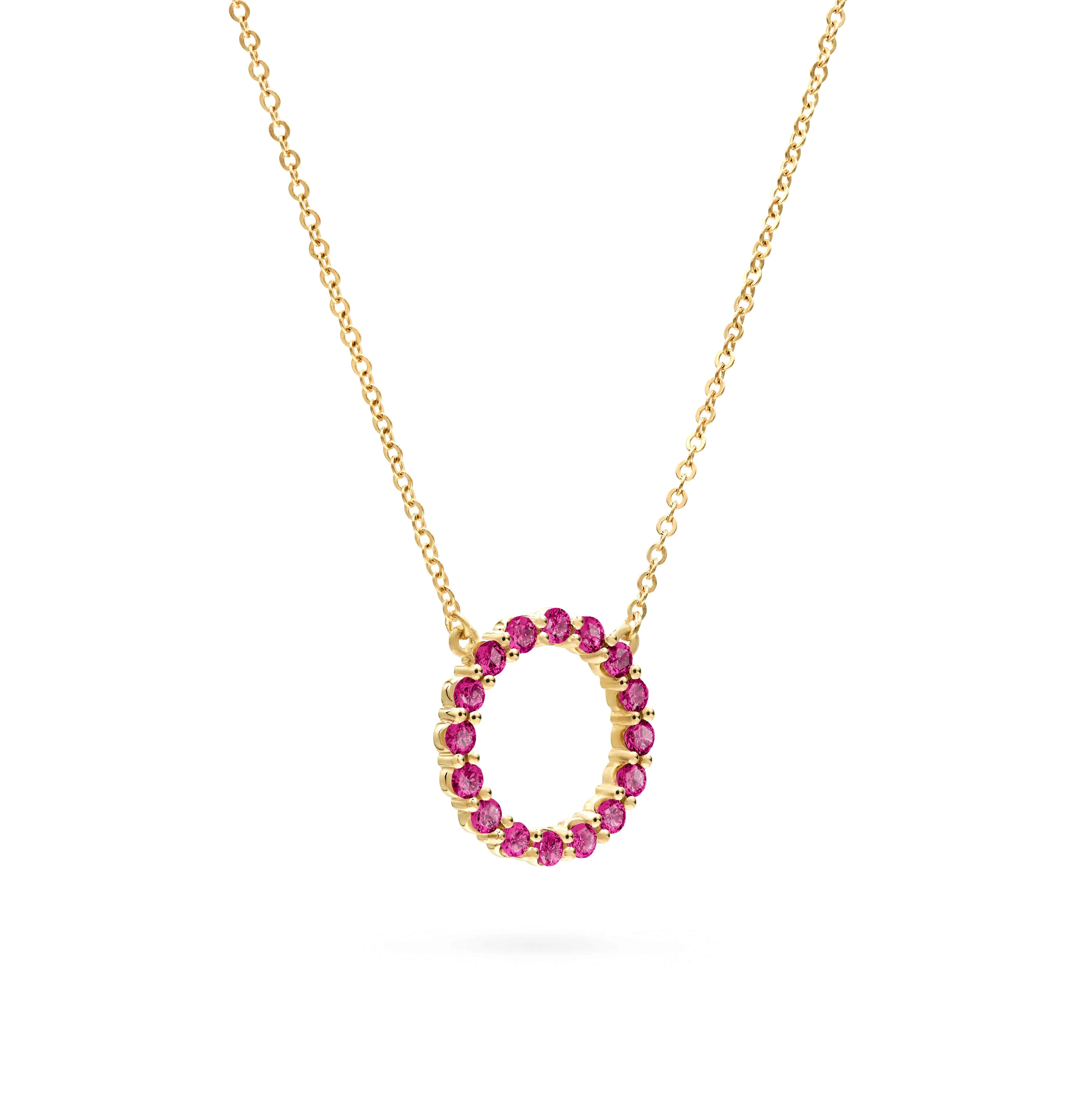 Rosecliff Circle Ruby Necklace in 14k Gold (July) - Image 4