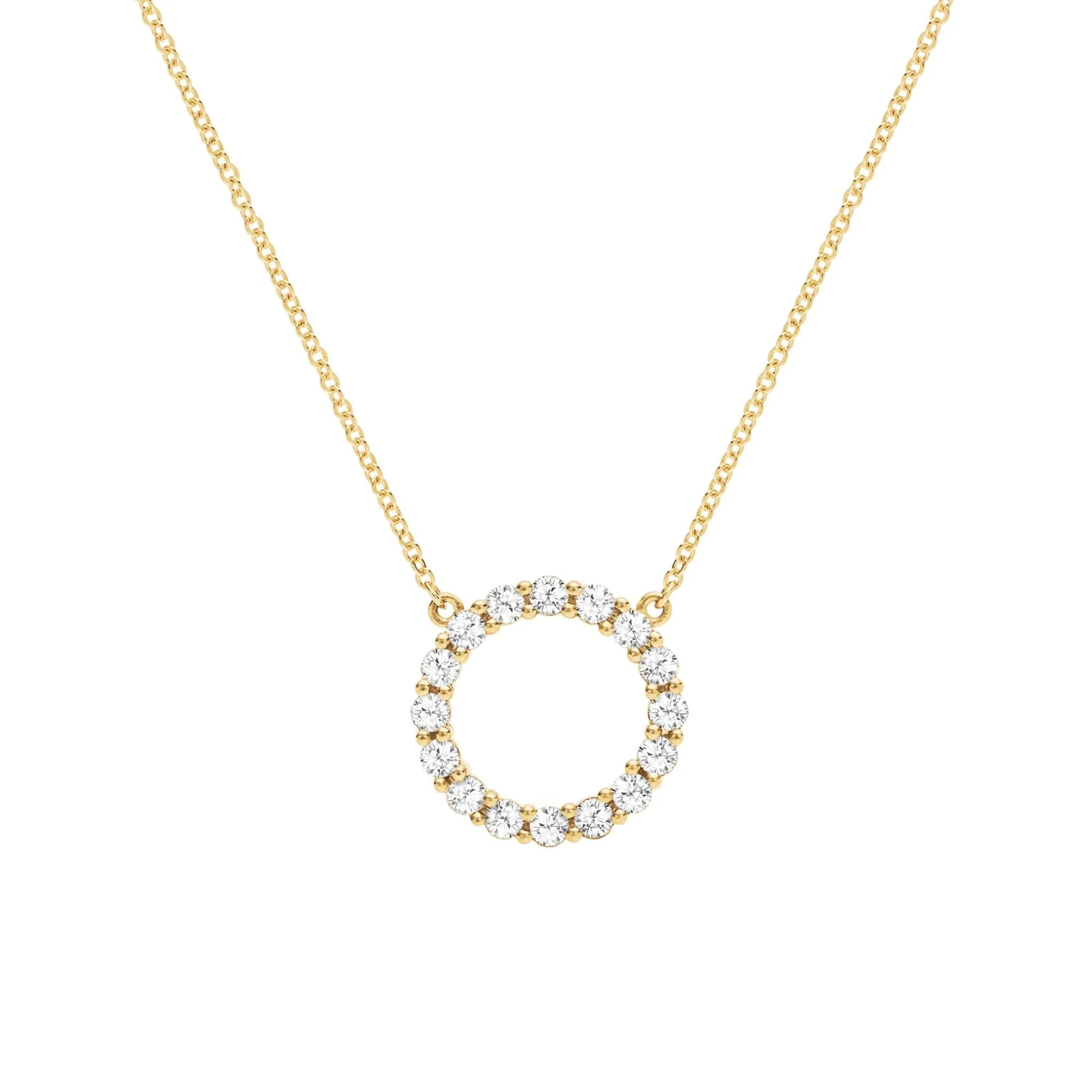 Rosecliff Circle White Topaz Necklace in 14k Gold (April)