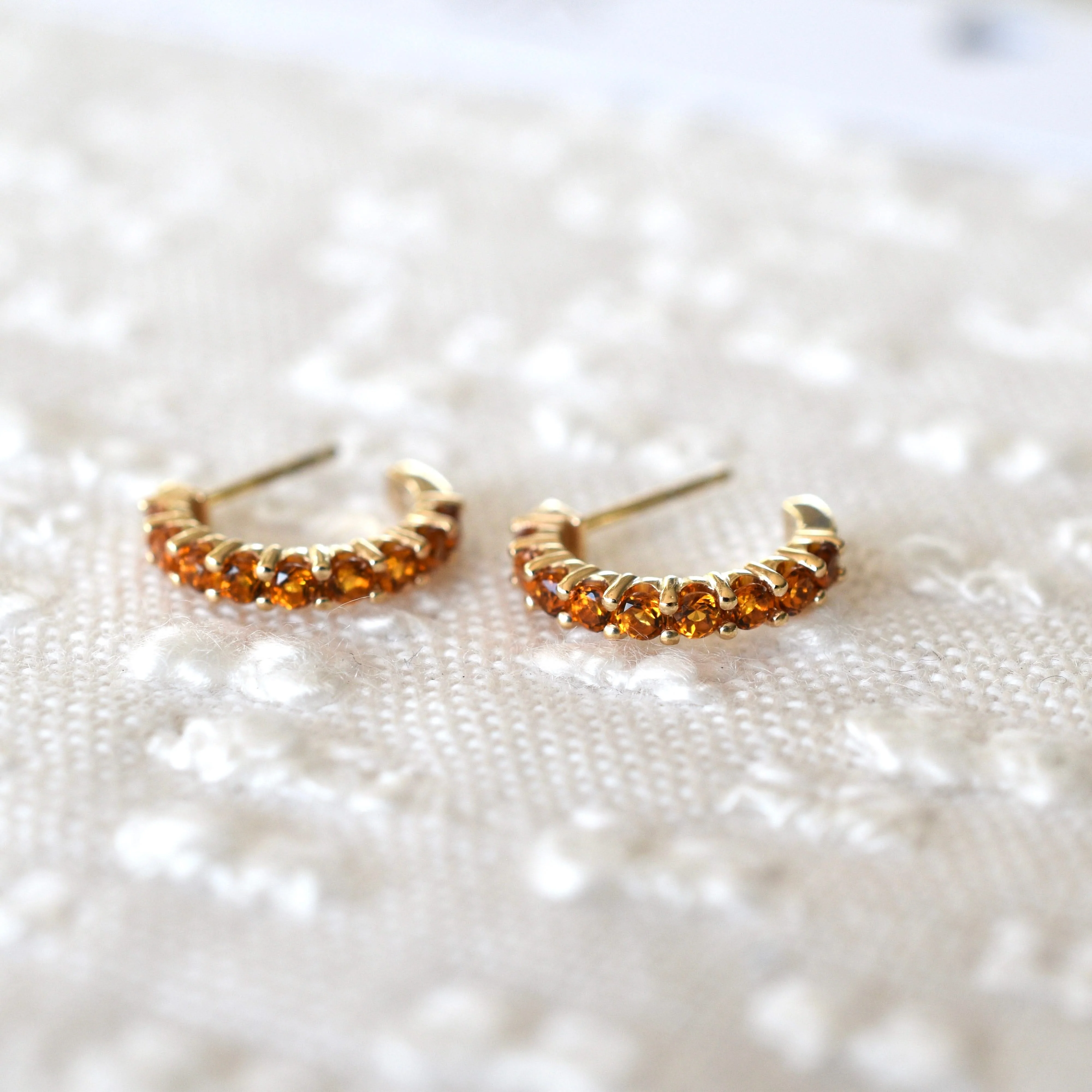 Rosecliff Citrine Huggie Hoop Earrings in 14k Gold (November) - Image 7
