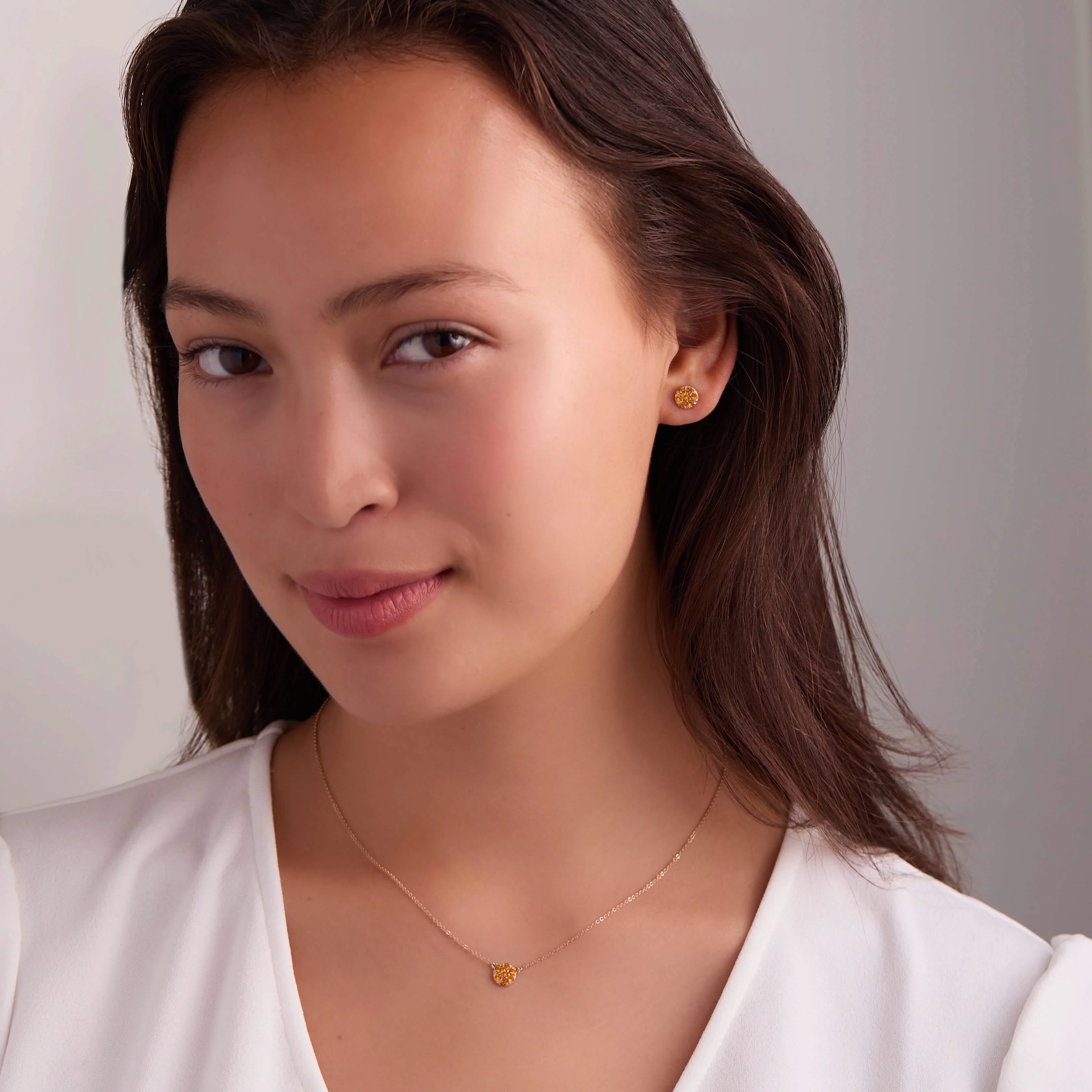 Rosecliff Citrine Mini Necklace in Solid 14k Gold (November) - Image 2
