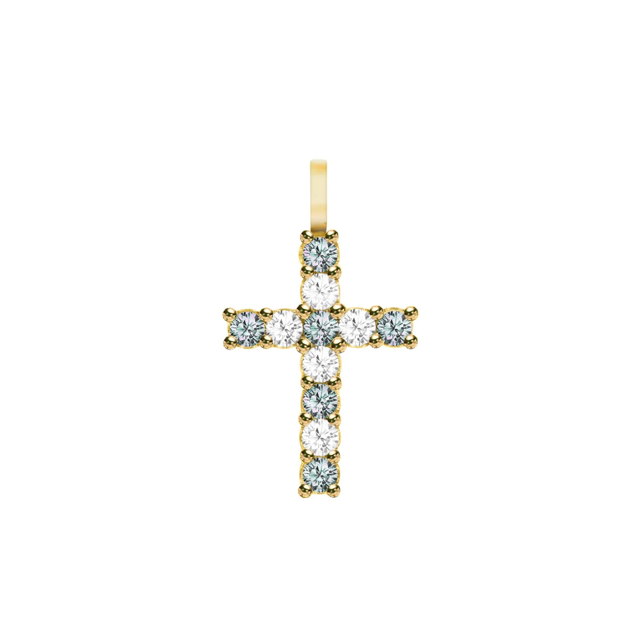 Rosecliff Cross Diamond & Alexandrite Pendant in 14k Gold (June)