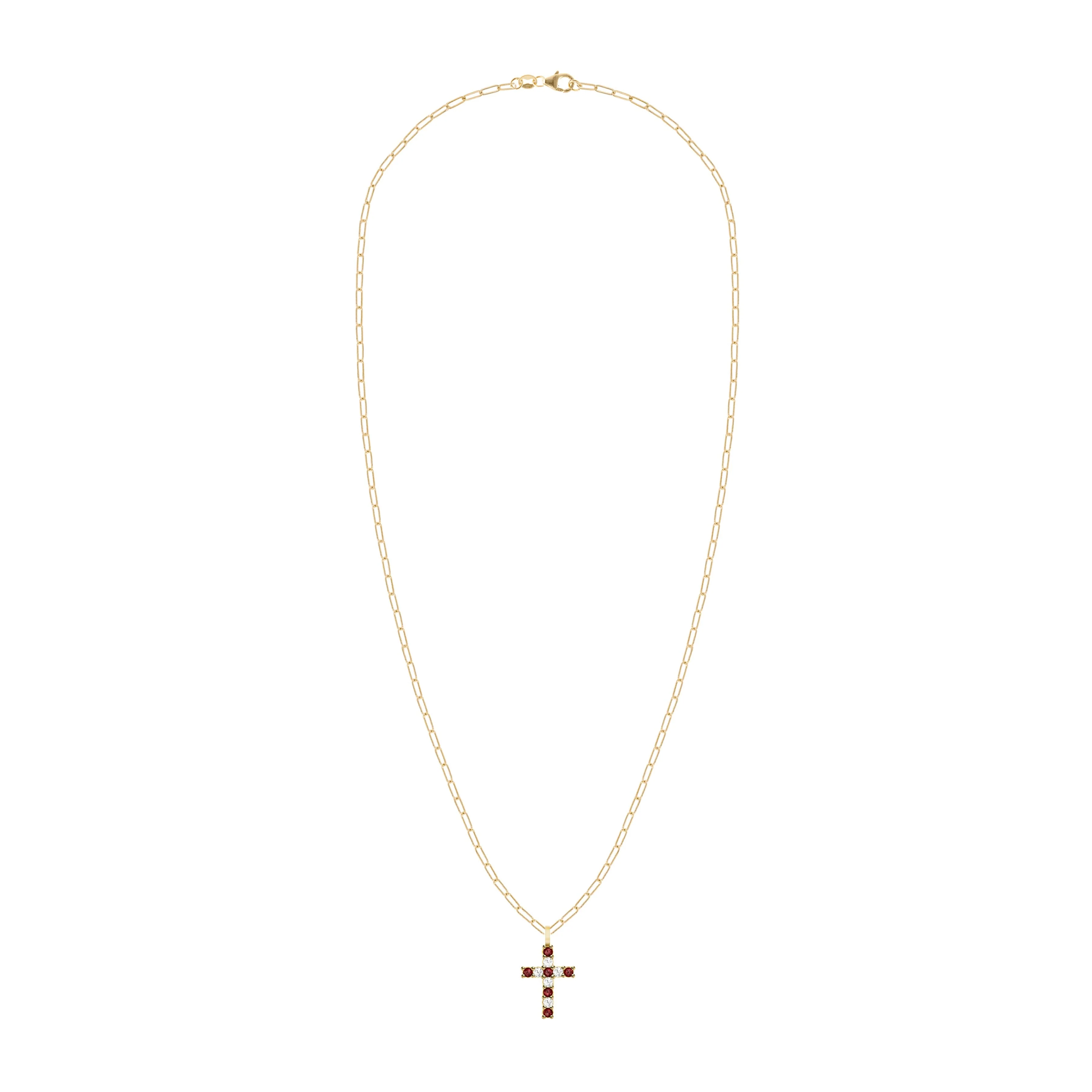 Rosecliff Cross Diamond & Garnet Pendant in 14k Gold (January) - Image 4