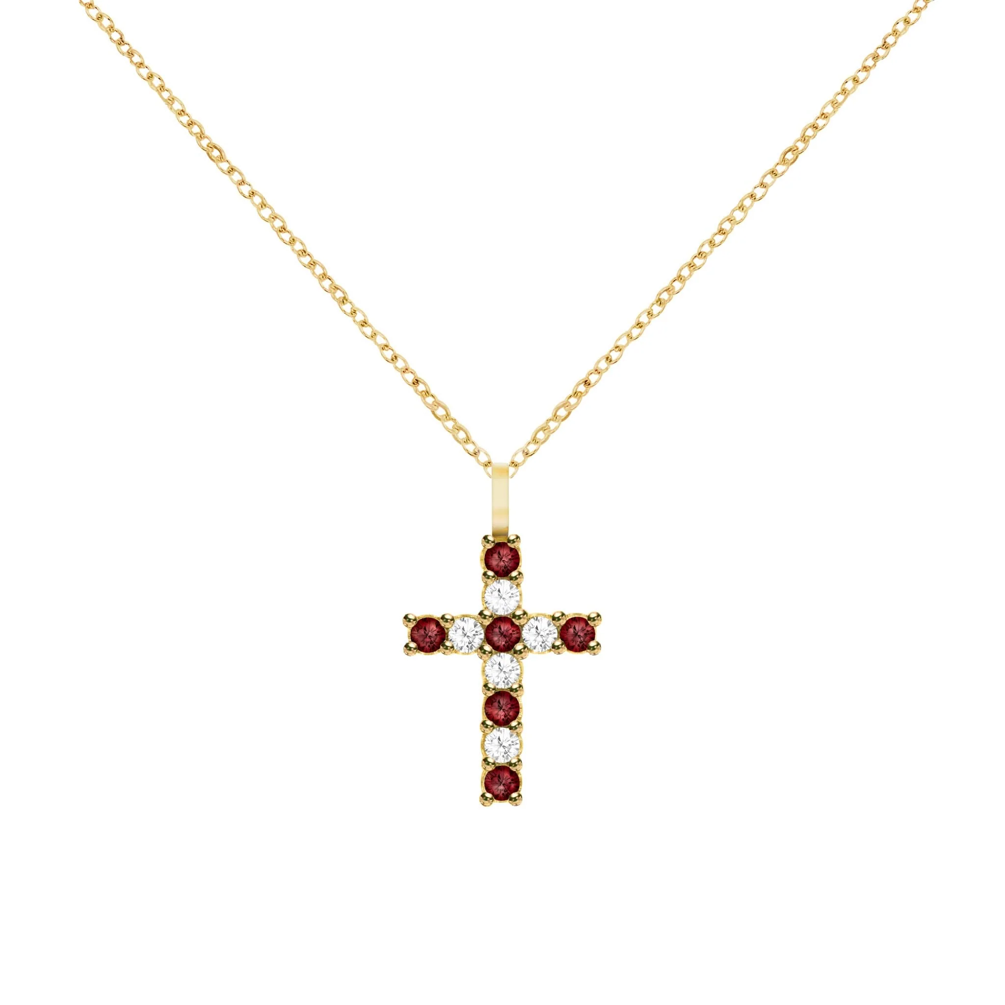 Rosecliff Cross Diamond & Garnet Pendant in 14k Gold (January) - Image 5