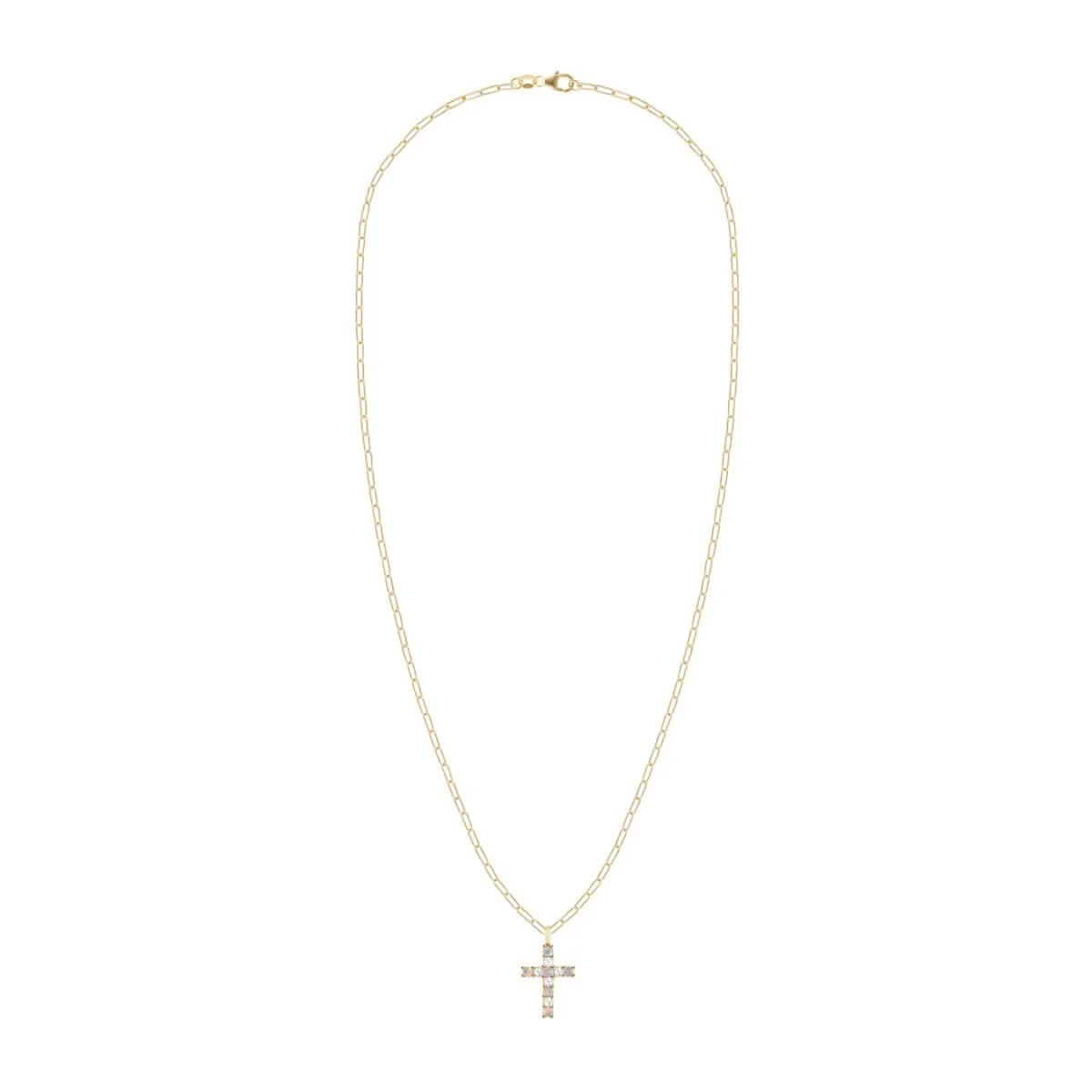 Rosecliff Cross Diamond & Opal Pendant in 14k Gold (October) - Image 5
