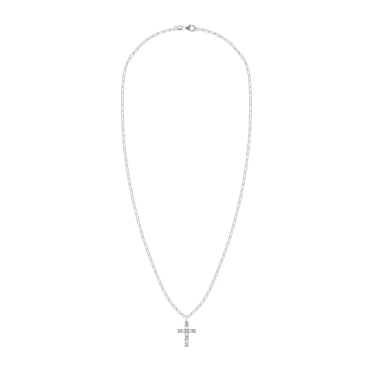 Rosecliff Cross Diamond & Opal Pendant in 14k Gold (October) - Image 9