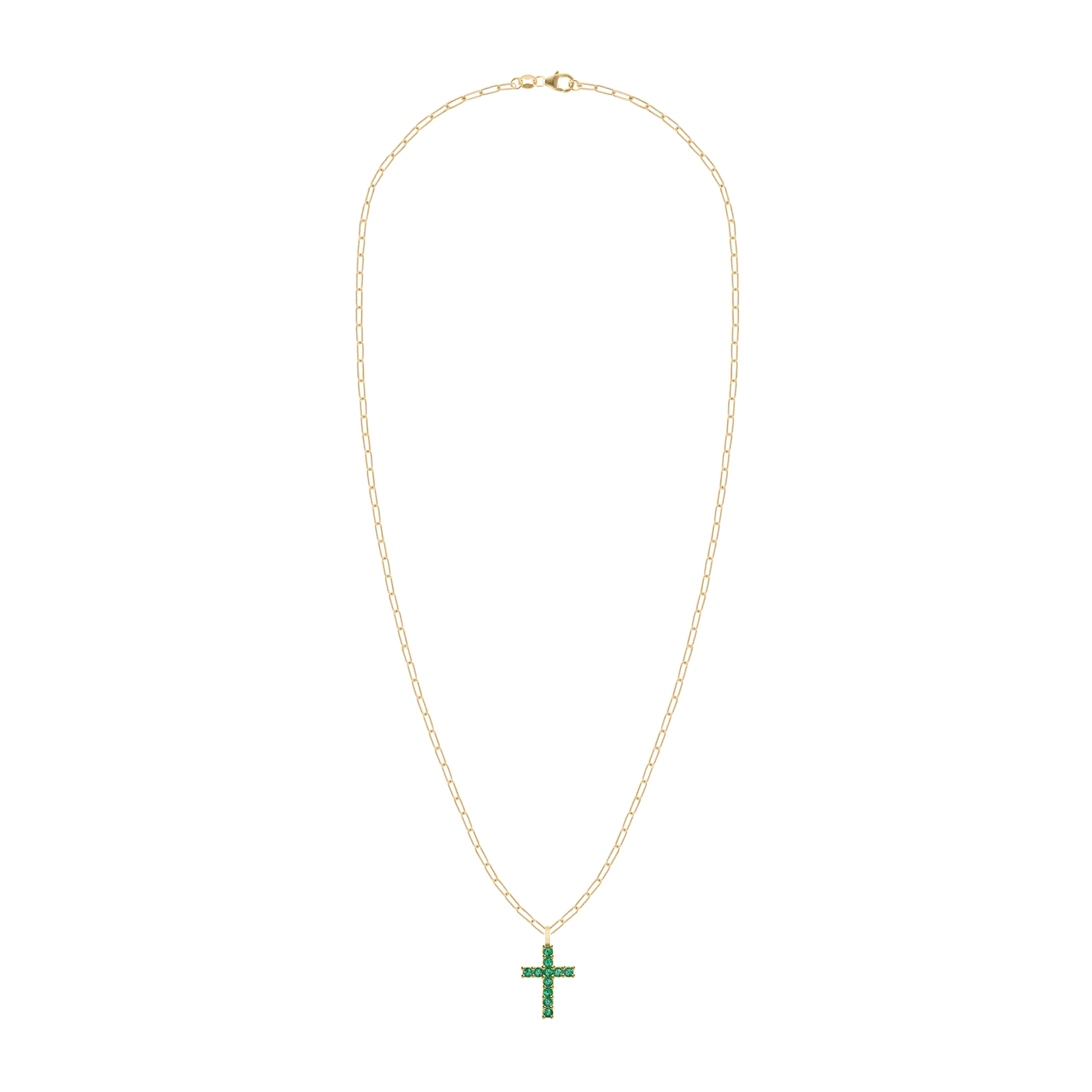 Rosecliff Cross Emerald Pendant in 14k Gold (May) - Image 4