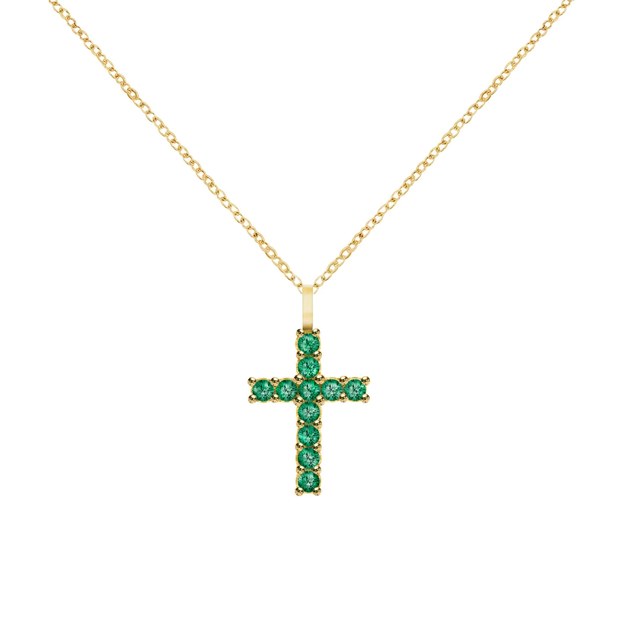 Rosecliff Cross Emerald Pendant in 14k Gold (May) - Image 5