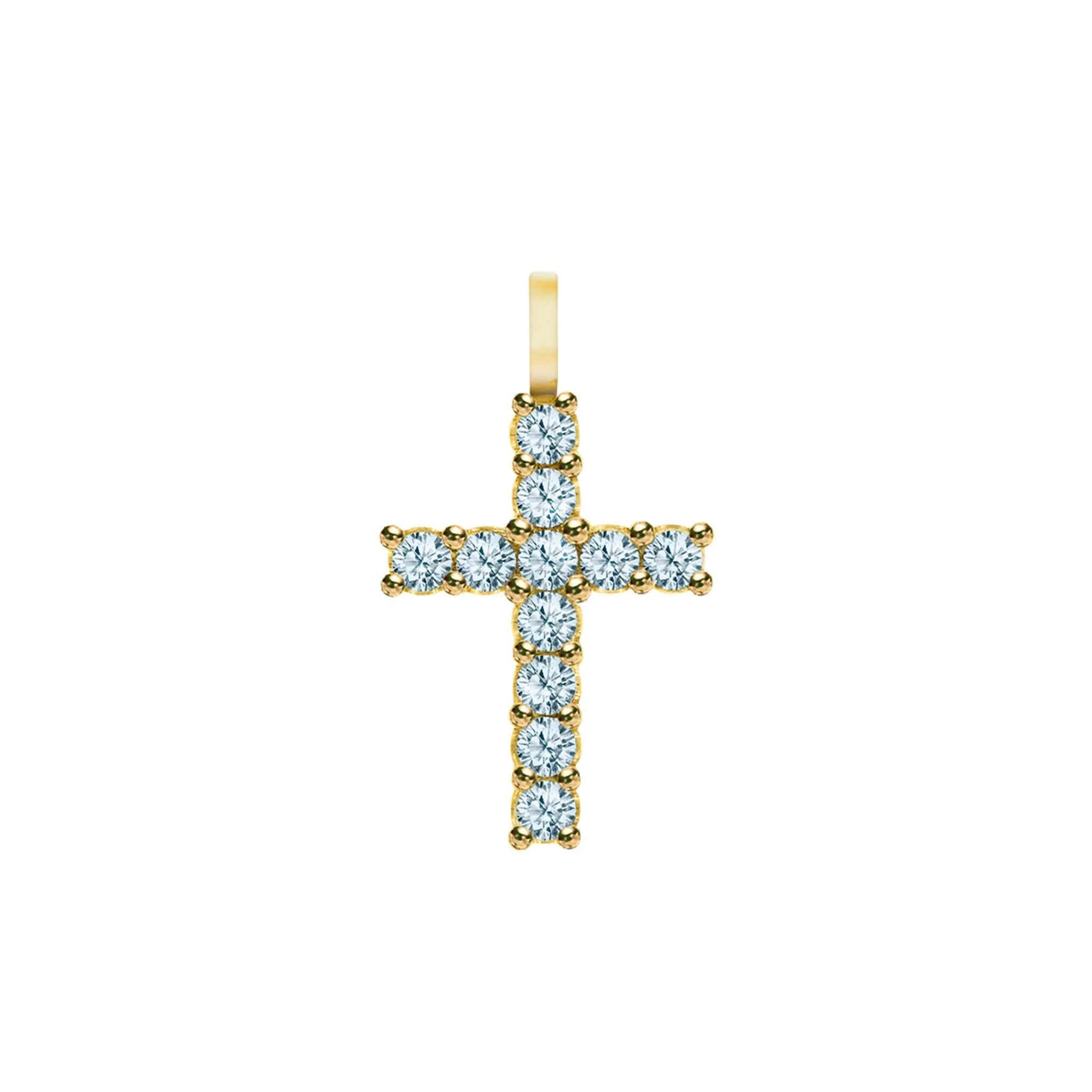 Rosecliff Cross Nantucket Blue Topaz Pendant in 14k Gold (December)