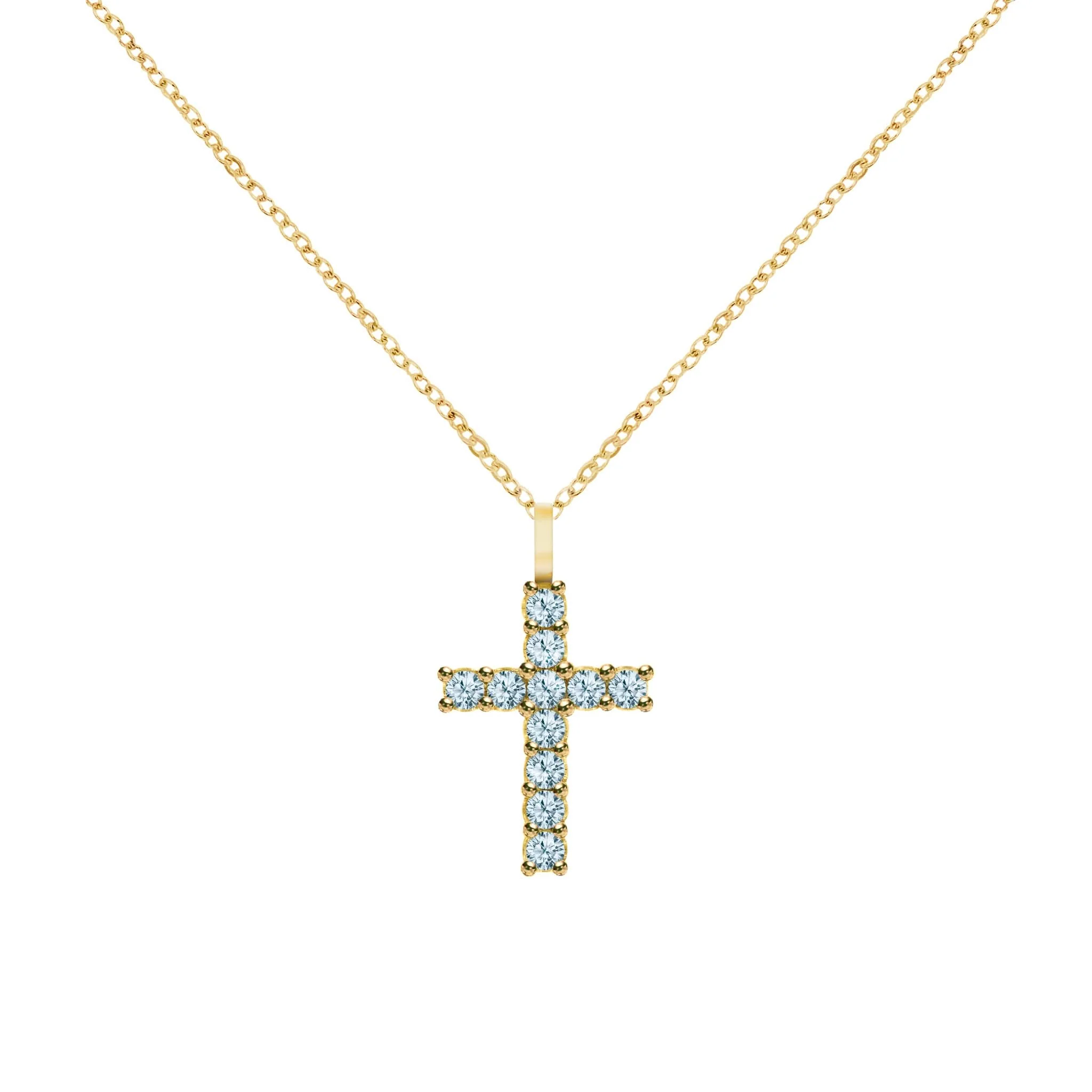 Rosecliff Cross Nantucket Blue Topaz Pendant in 14k Gold (December) - Image 5