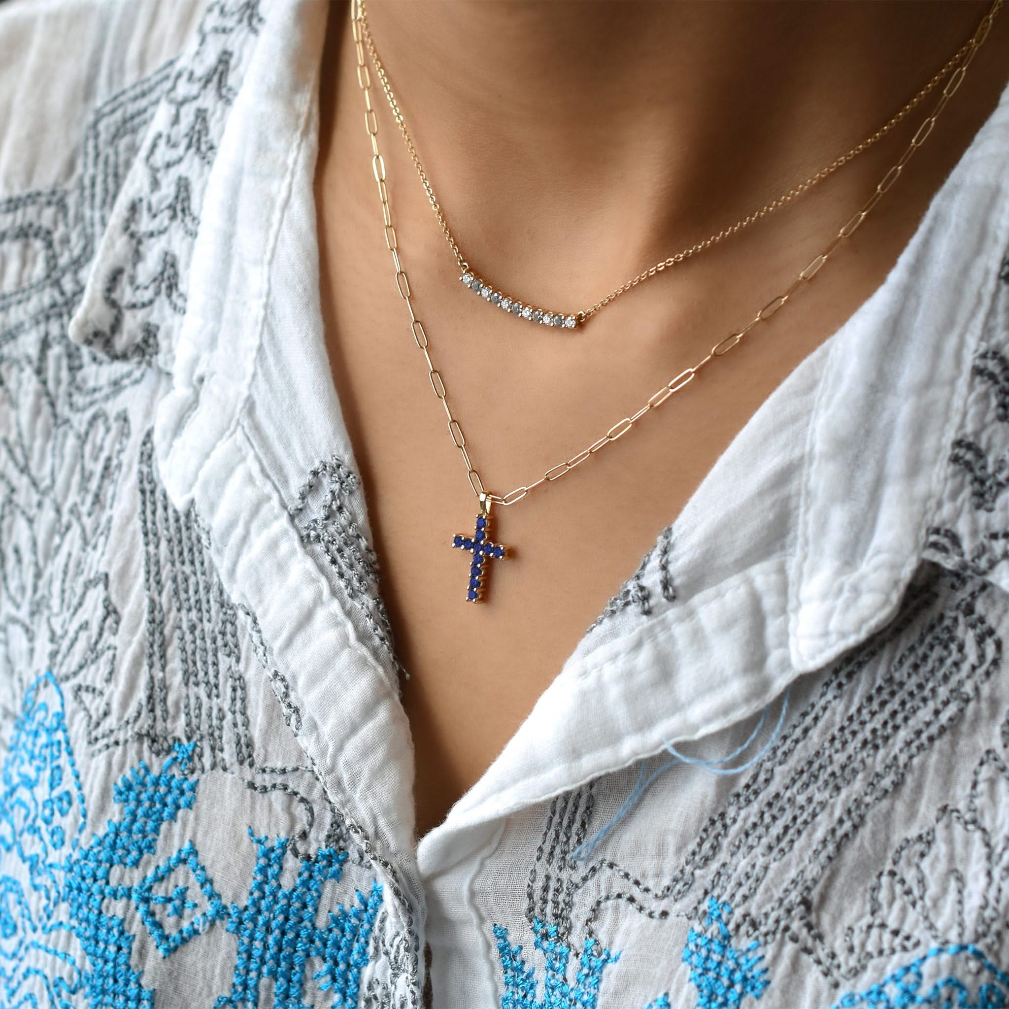 Rosecliff Cross Sapphire Pendant in 14k Gold (September) - Image 6