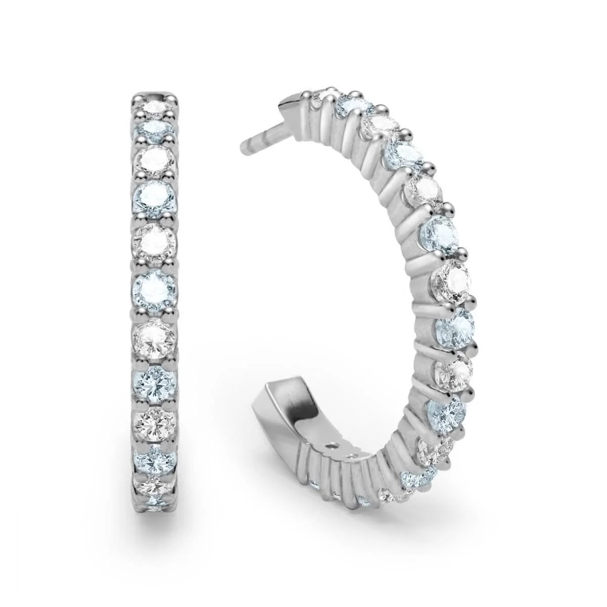 Rosecliff Diamond & Aquamarine Hoop Earrings in 14k Gold (March) - Image 5
