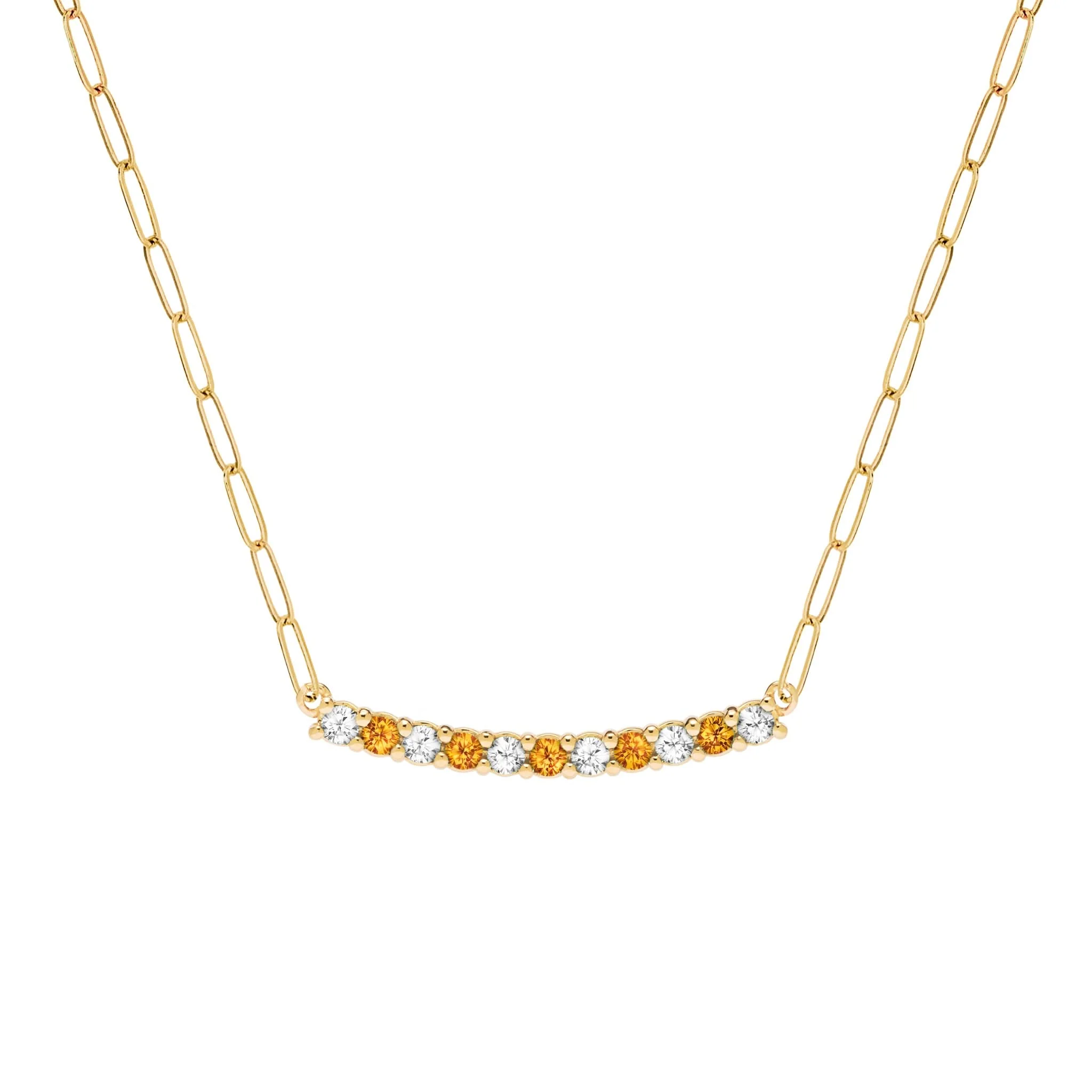 Rosecliff Diamond & Citrine Bar Adelaide Mini Necklace in 14k Gold (November)