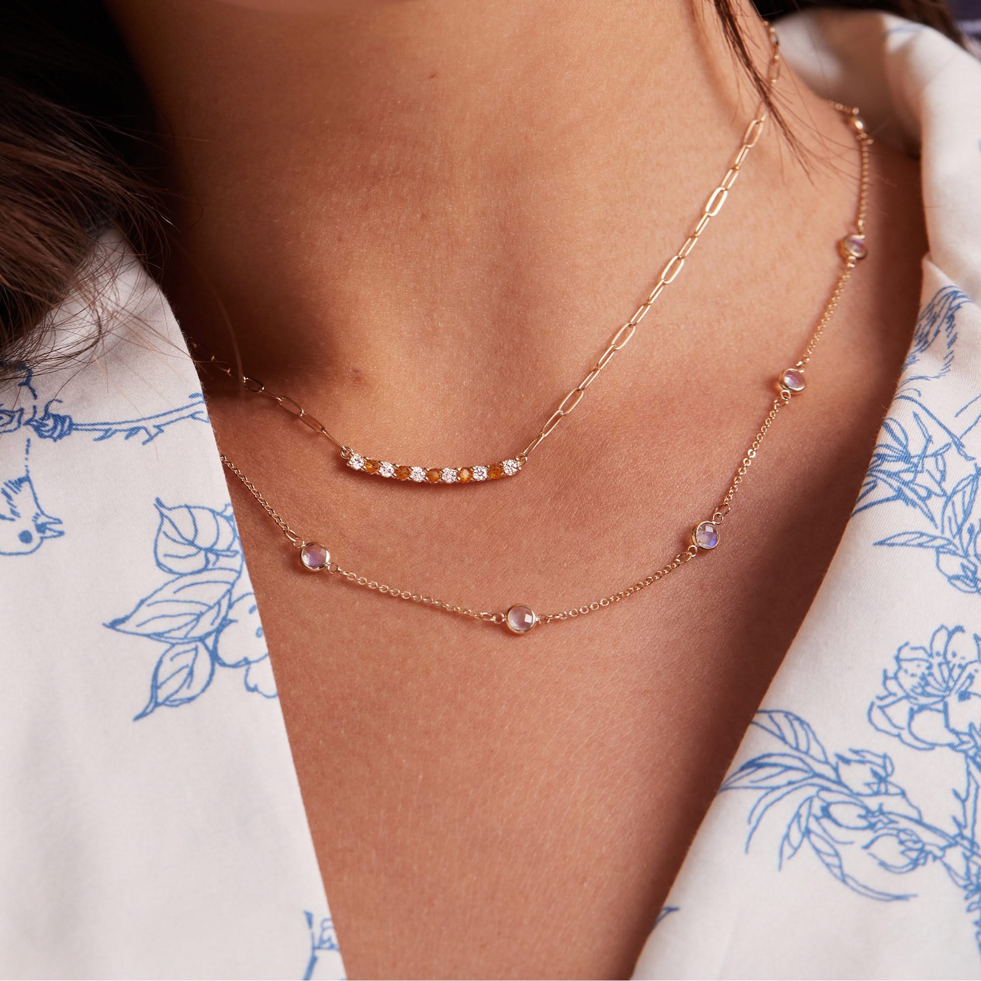 Rosecliff Diamond & Citrine Bar Adelaide Mini Necklace in 14k Gold (November) - Image 3