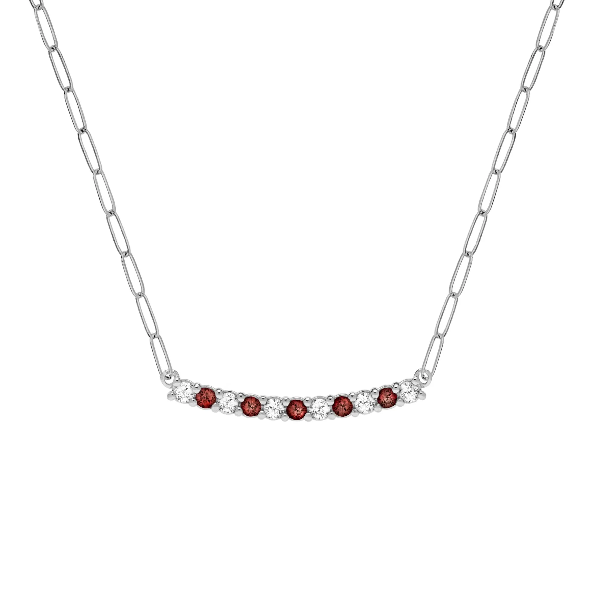 Rosecliff Diamond & Garnet Bar Adelaide Mini Necklace in 14k Gold (January) - Image 8