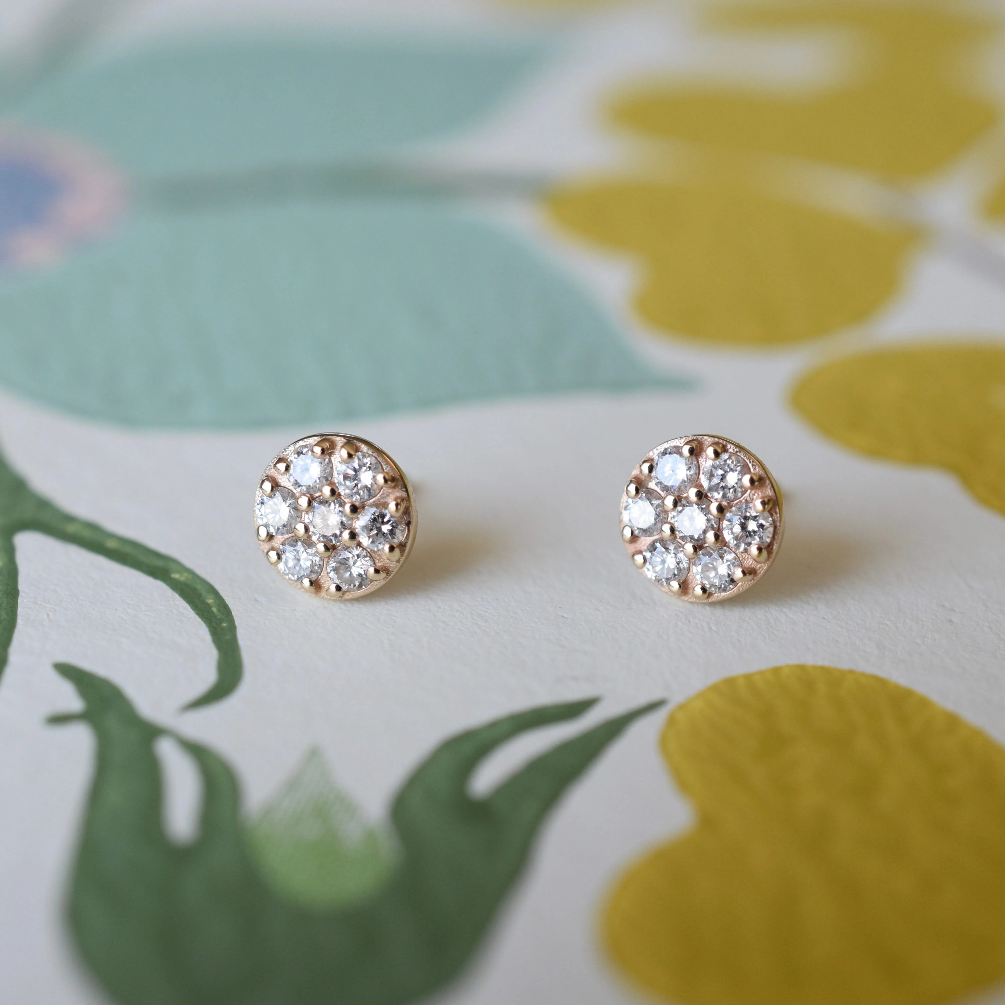 Rosecliff Diamond Mini Stud Earrings in Solid 14k Gold - Image 8