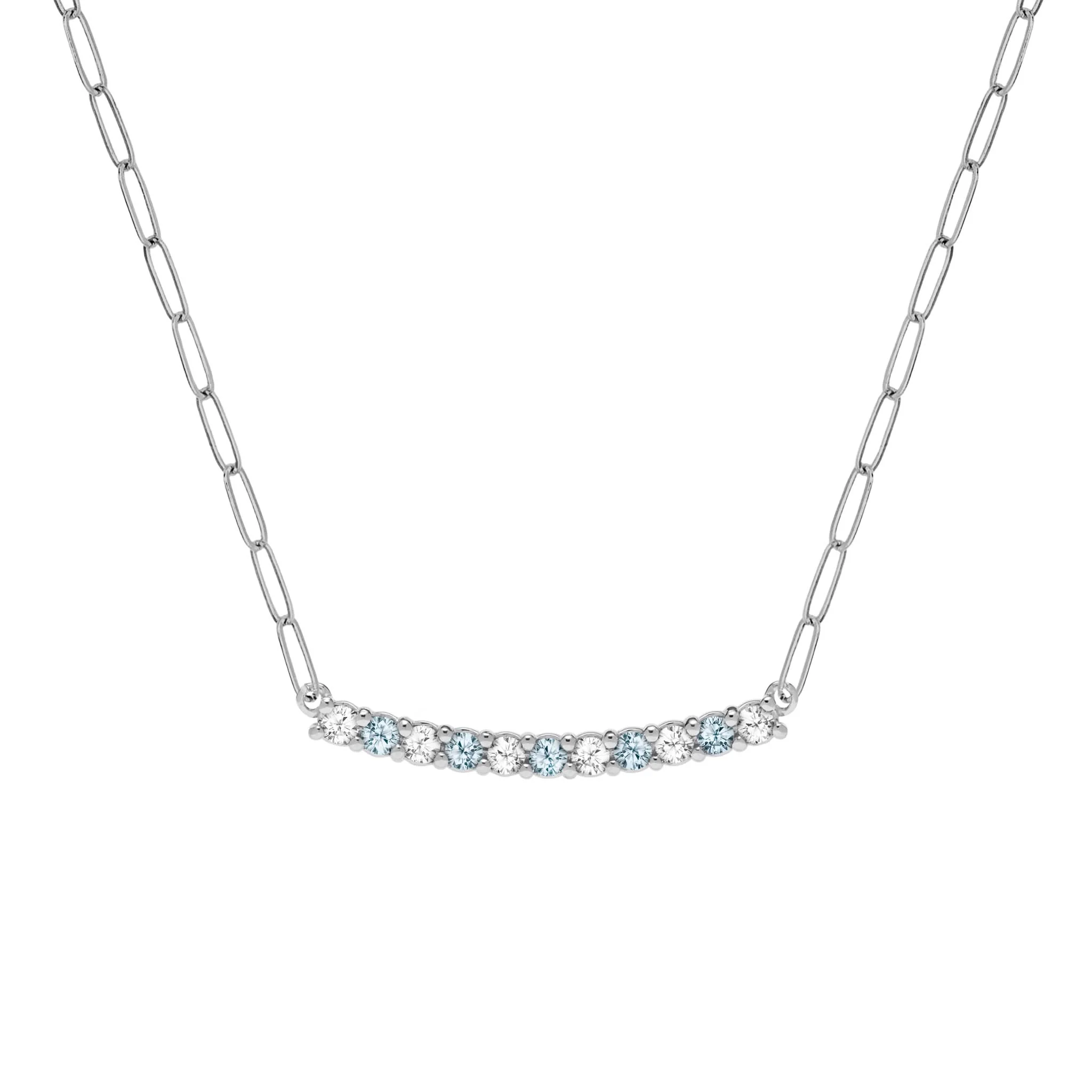 Rosecliff Diamond & Nantucket Blue Topaz Bar Adelaide Mini Necklace in 14k Gold (December) - Image 8