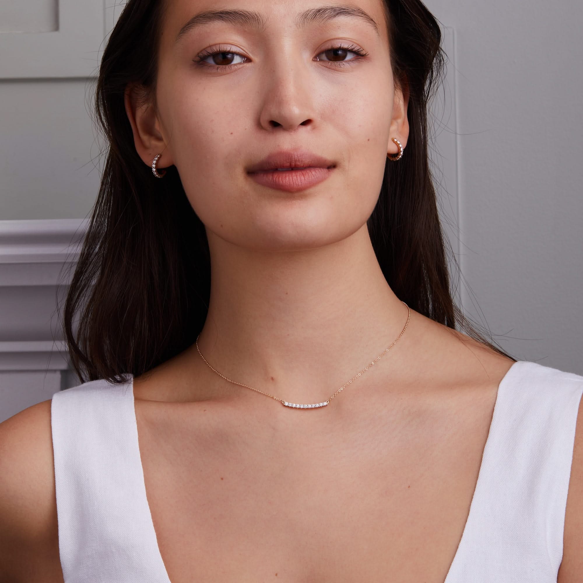 Rosecliff Diamond Bar Necklace in 14k Gold (April) - Image 2