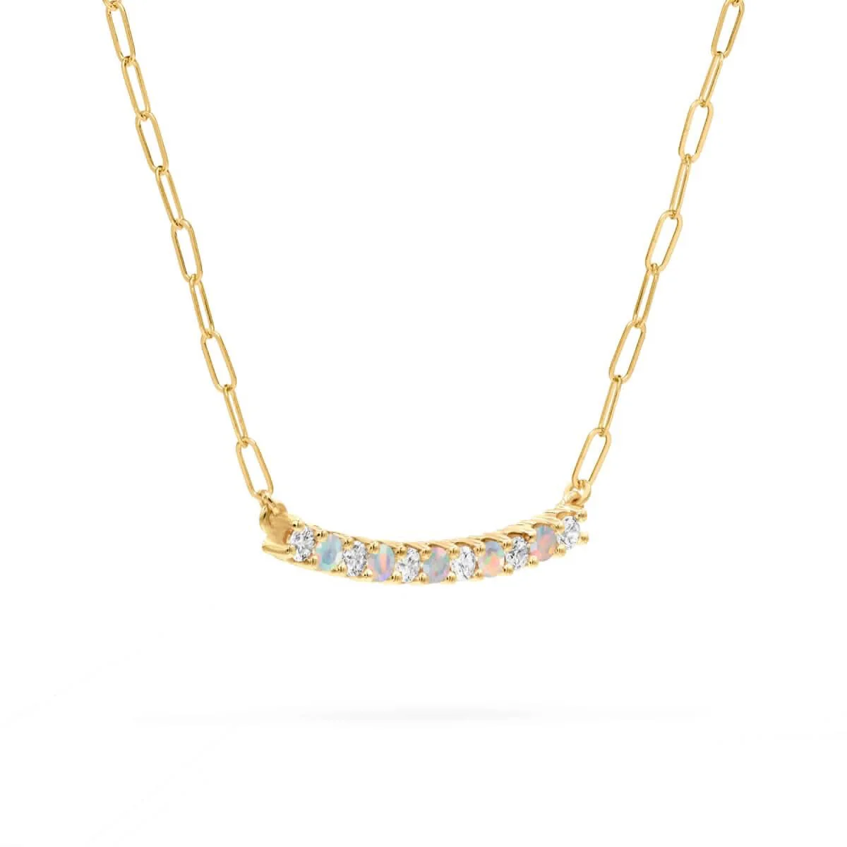 Rosecliff Diamond & Opal Bar Adelaide Mini Necklace in 14k Gold (October) - Image 5