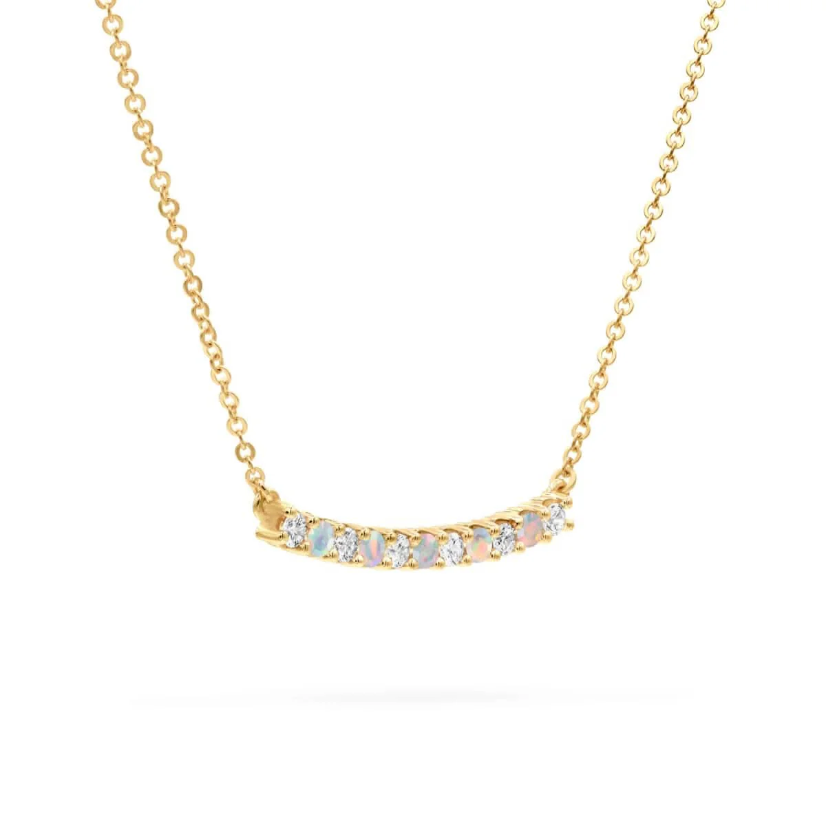 Rosecliff Diamond & Opal Bar Necklace in 14k Gold (October) - Image 5