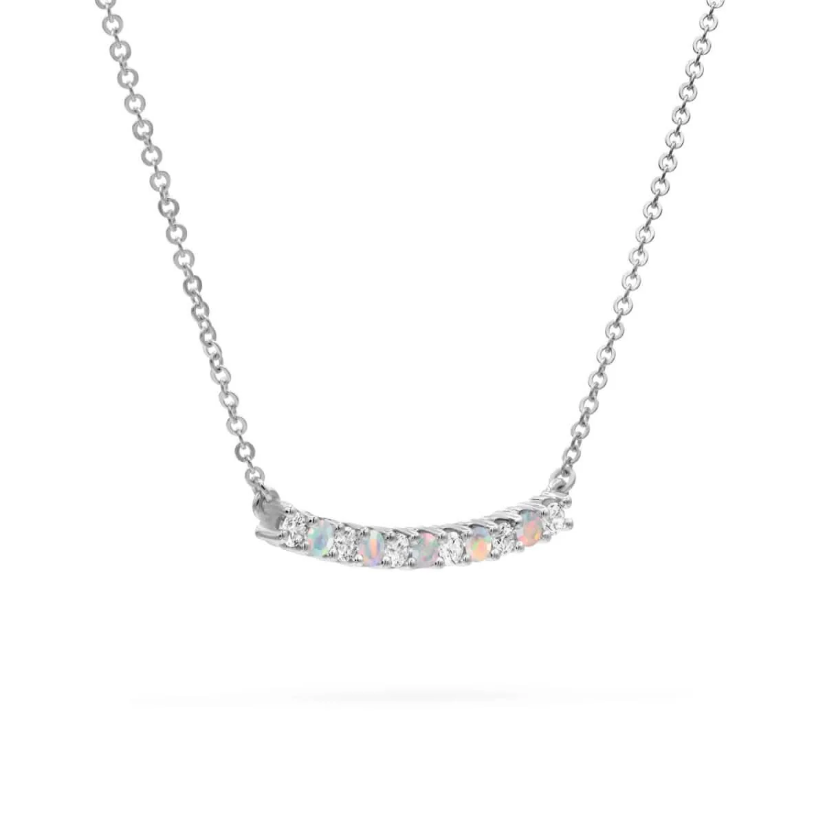 Rosecliff Diamond & Opal Bar Necklace in 14k Gold (October) - Image 9