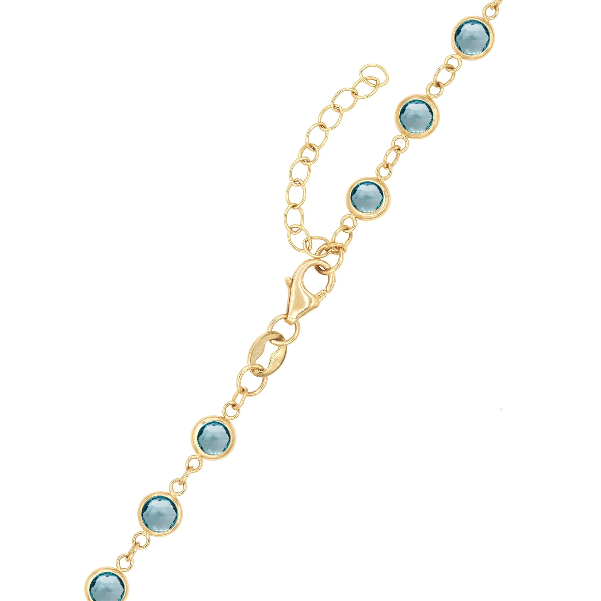Rosecliff Diamond Small Circle & Newport Nantucket Blue Topaz Necklace in 14k Gold (December) - Image 5