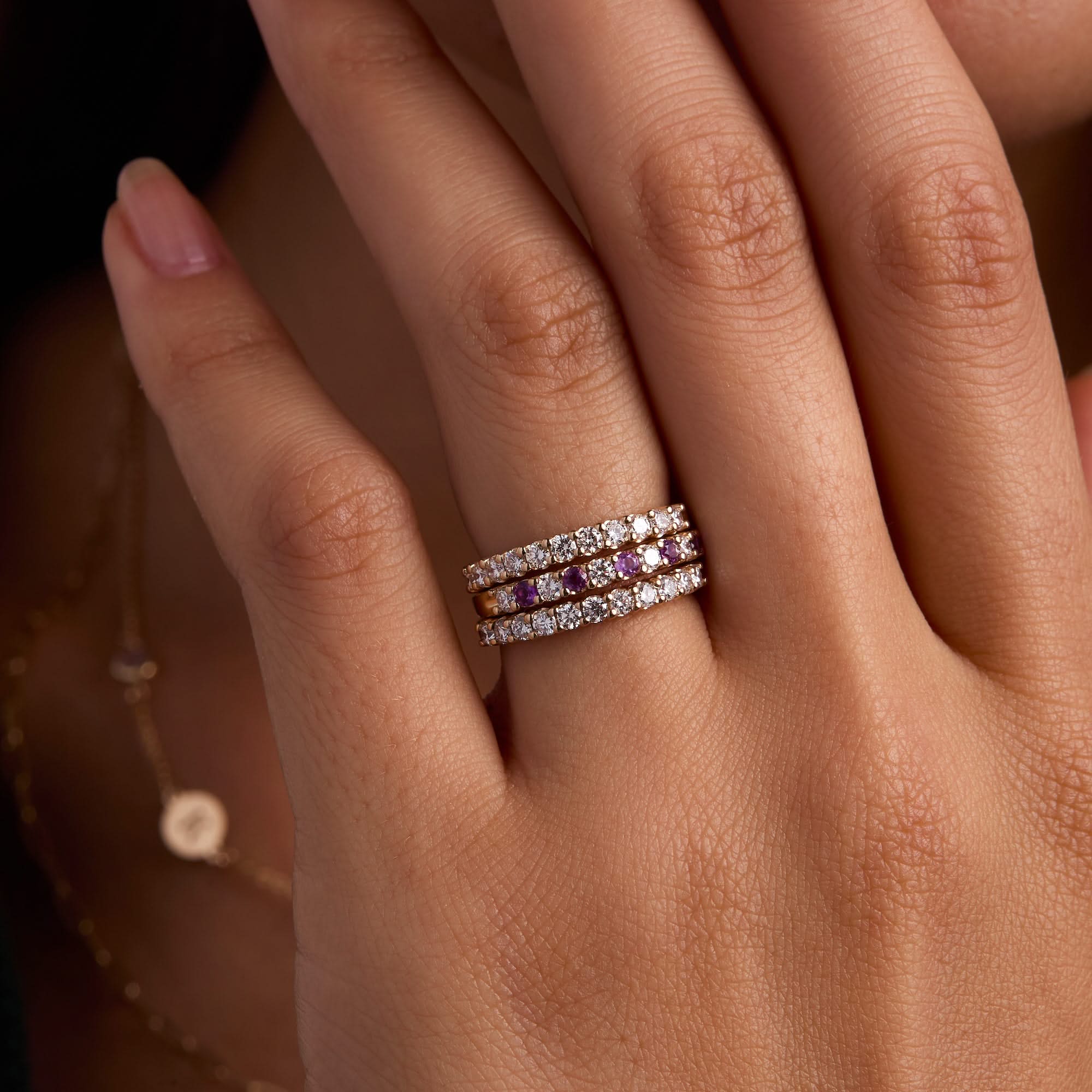 Rosecliff Diamond Stackable Ring in 14k Gold (April) - Image 11
