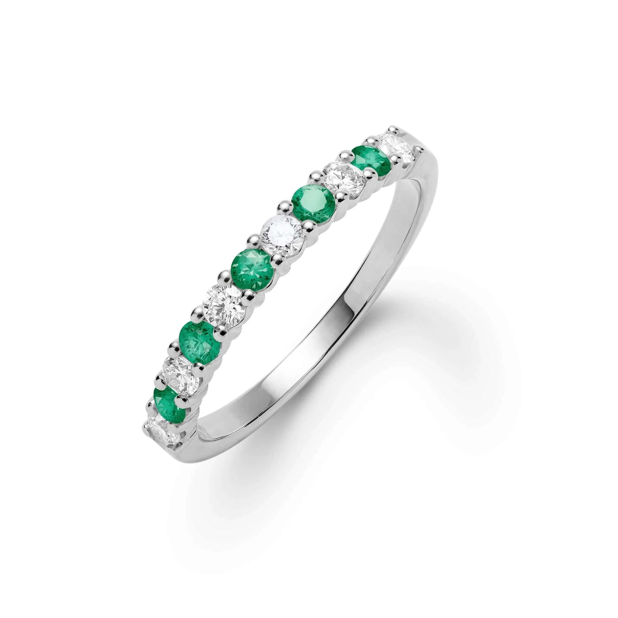 Rosecliff Diamond & Emerald Stackable Ring in 14k Gold (May) - Image 7
