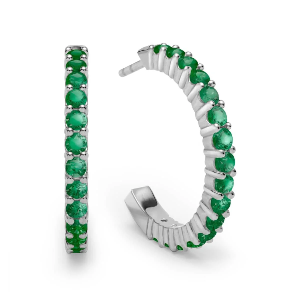 Rosecliff Emerald Hoop Earrings in 14k Gold (May) - Image 5