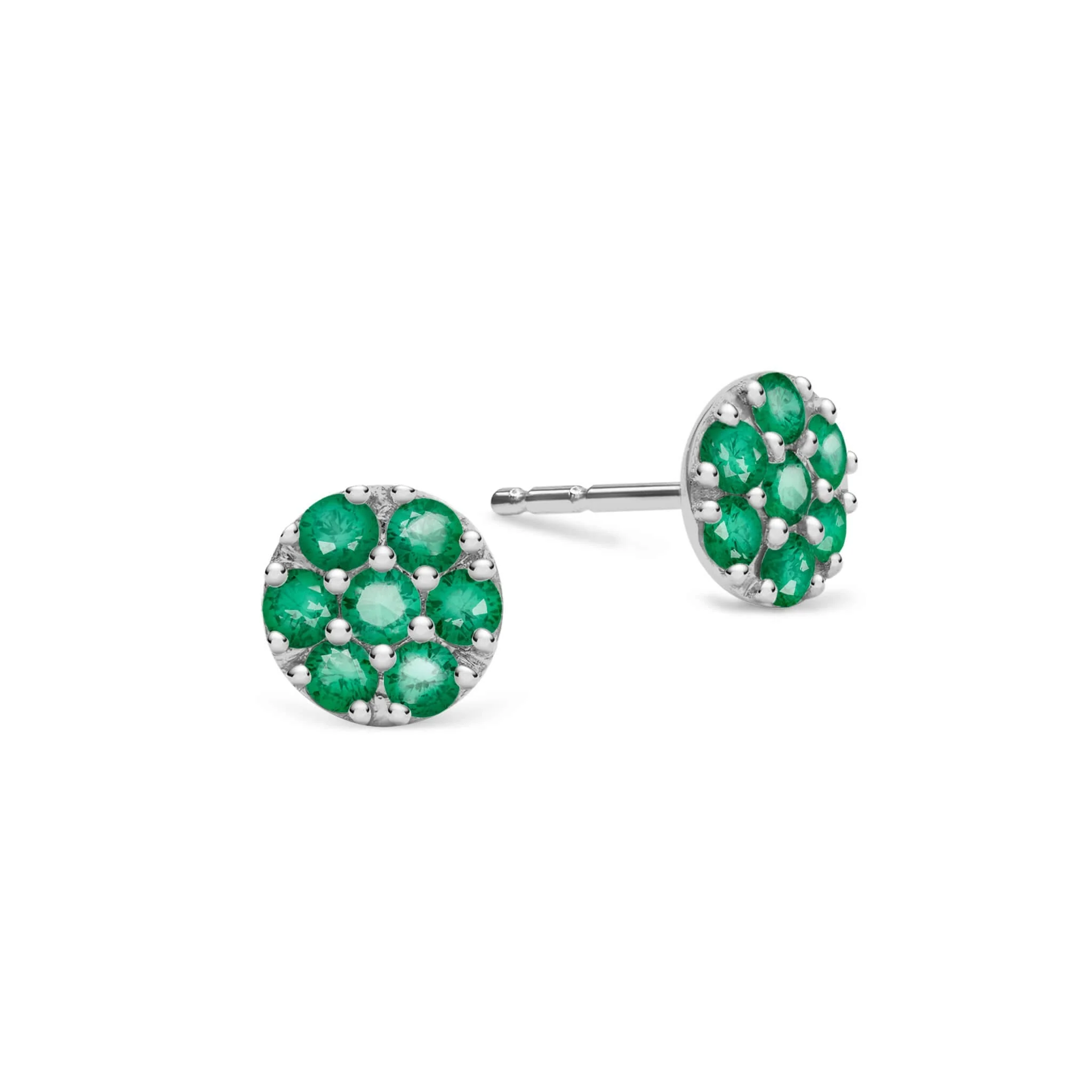Rosecliff Emerald Mini Stud Earrings in Solid 14k Gold (May) - Image 5