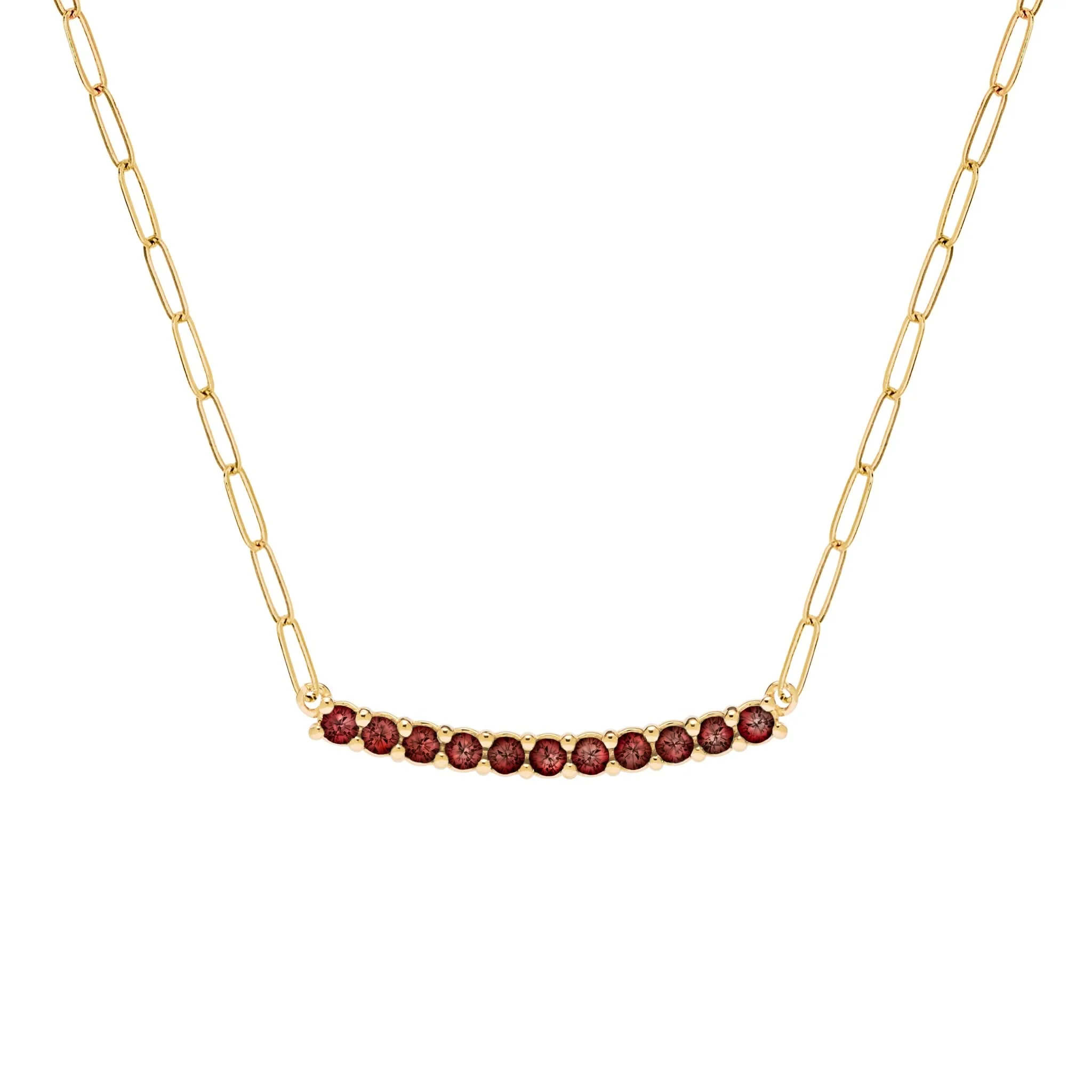 Rosecliff Garnet Bar Adelaide Mini Necklace in 14k Gold (January)