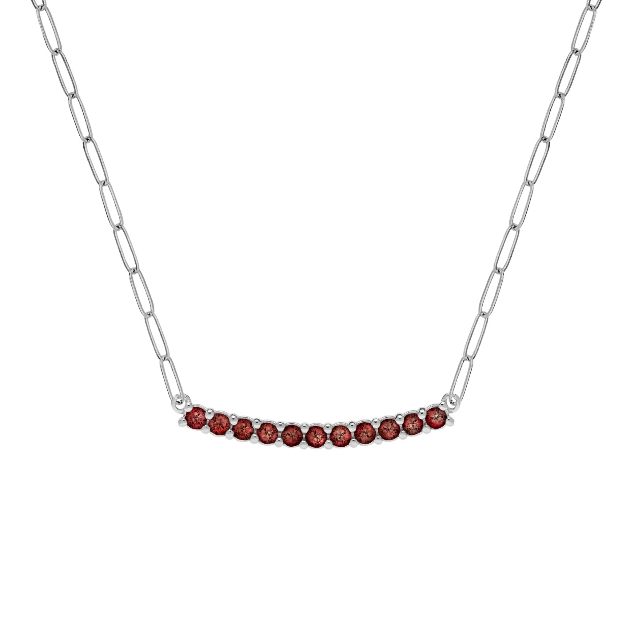 Rosecliff Garnet Bar Adelaide Mini Necklace in 14k Gold (January) - Image 8