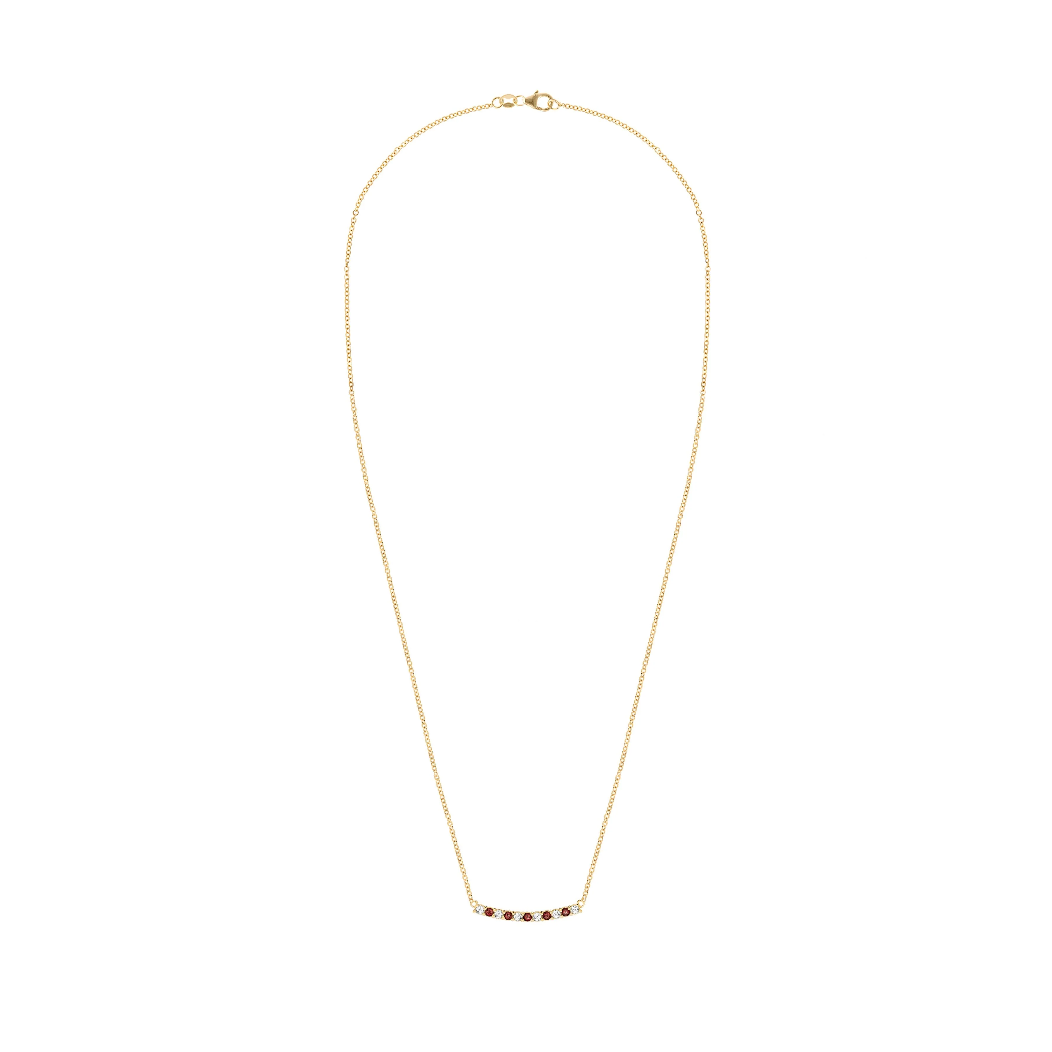 Rosecliff Diamond & Garnet Bar Necklace in 14k Gold (January) - Image 5