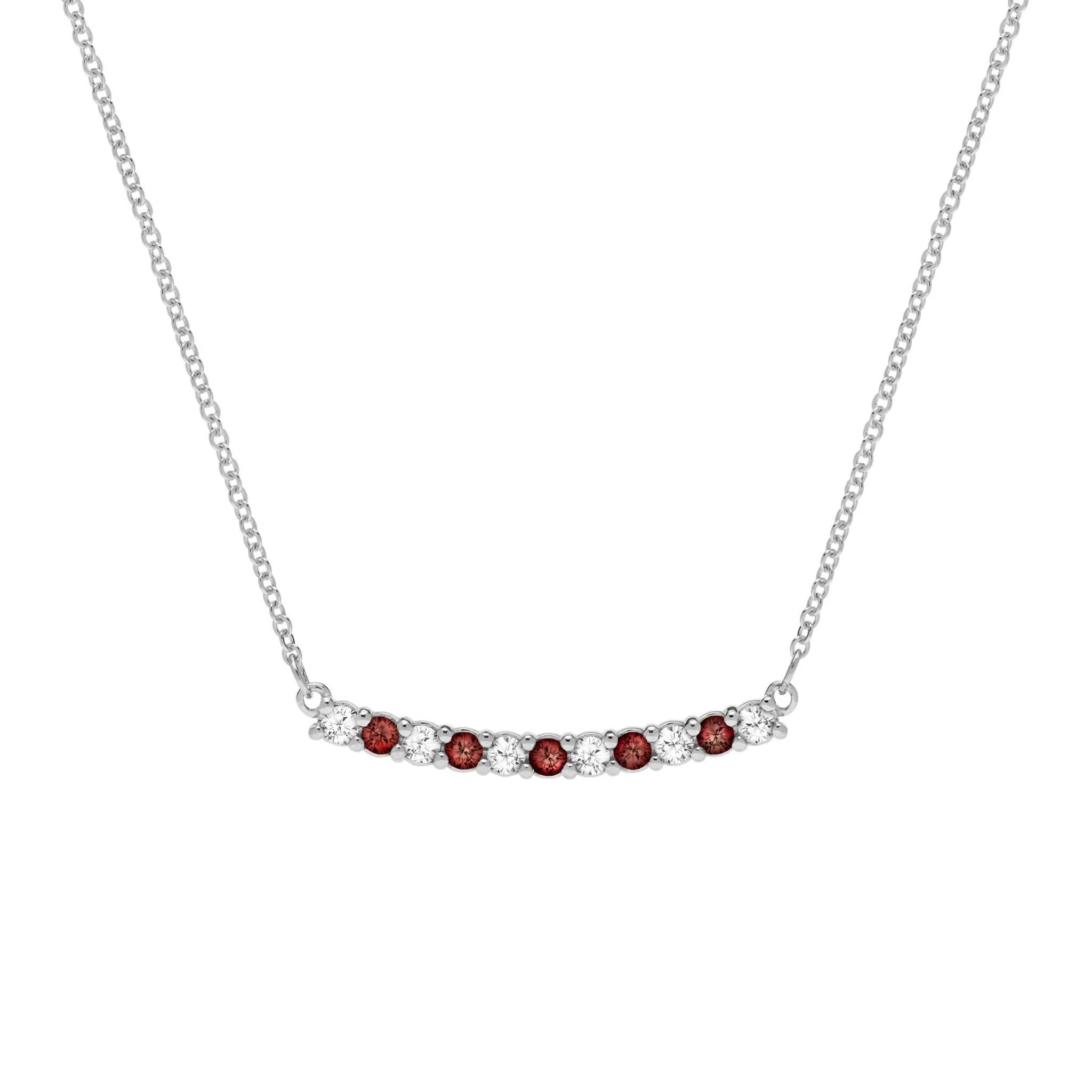 Rosecliff Diamond & Garnet Bar Necklace in 14k Gold (January) - Image 8