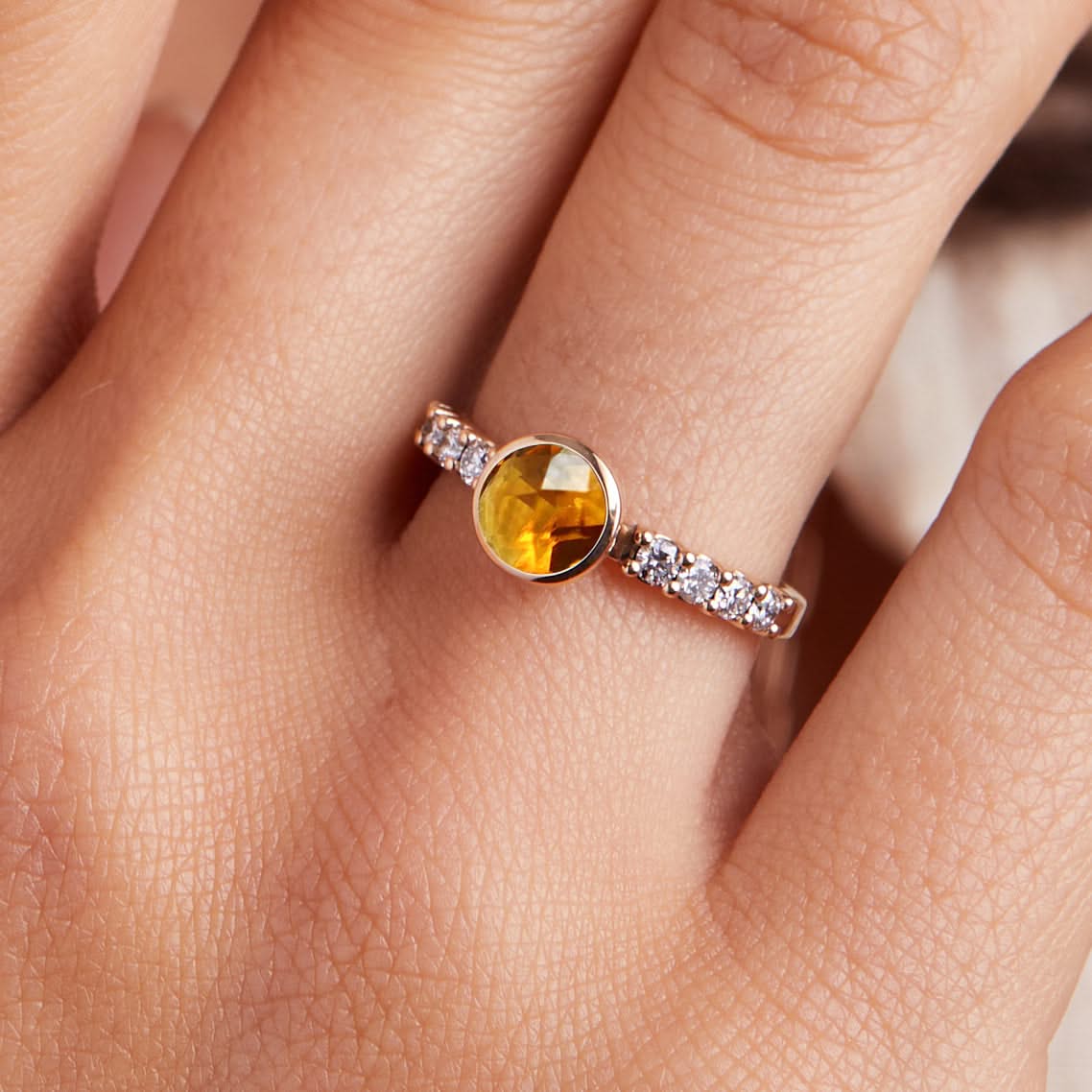 Rosecliff Grand Citrine Ring in 14k Gold (November) - Image 3