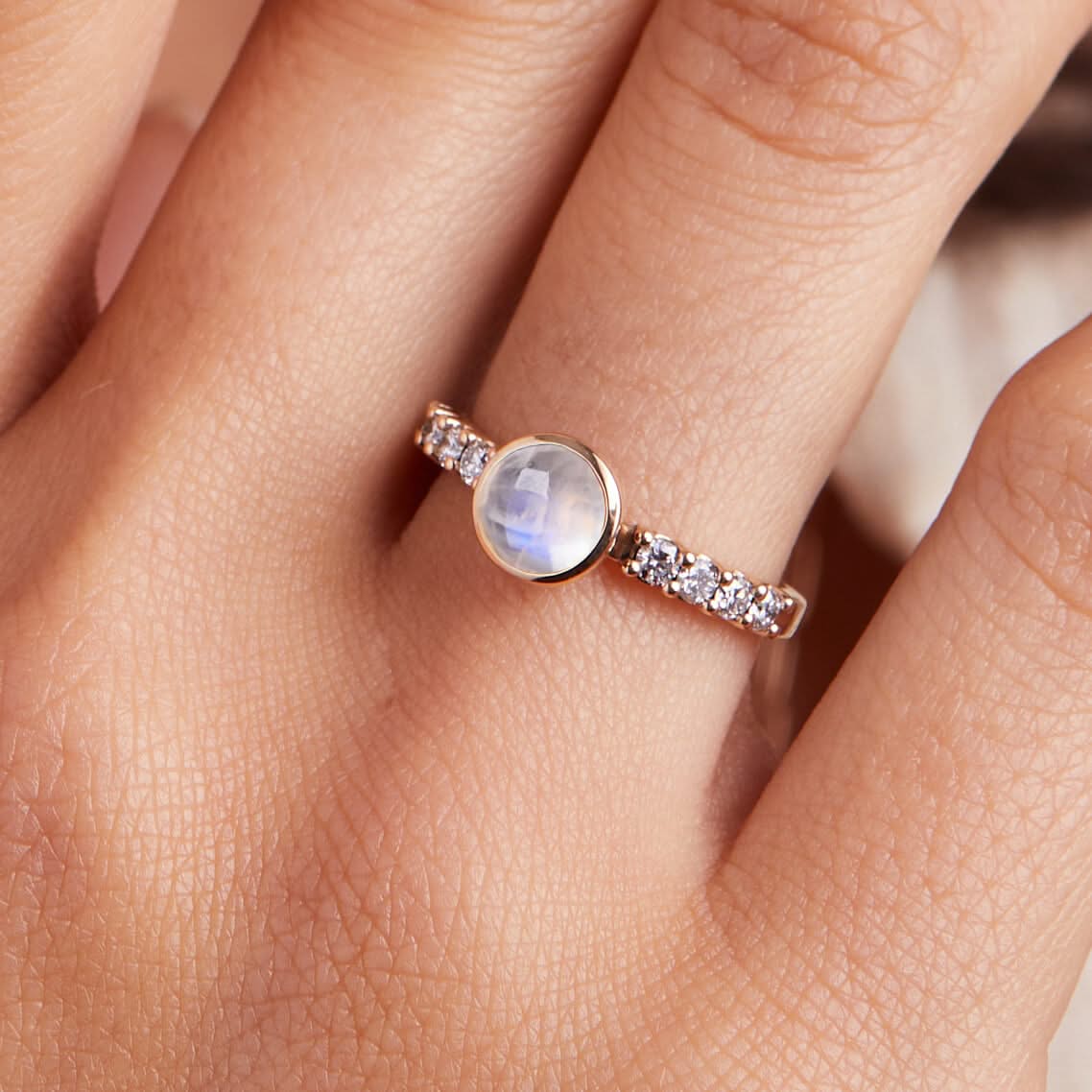 Rosecliff Grand Moonstone Ring in 14k Gold (June) - Image 3