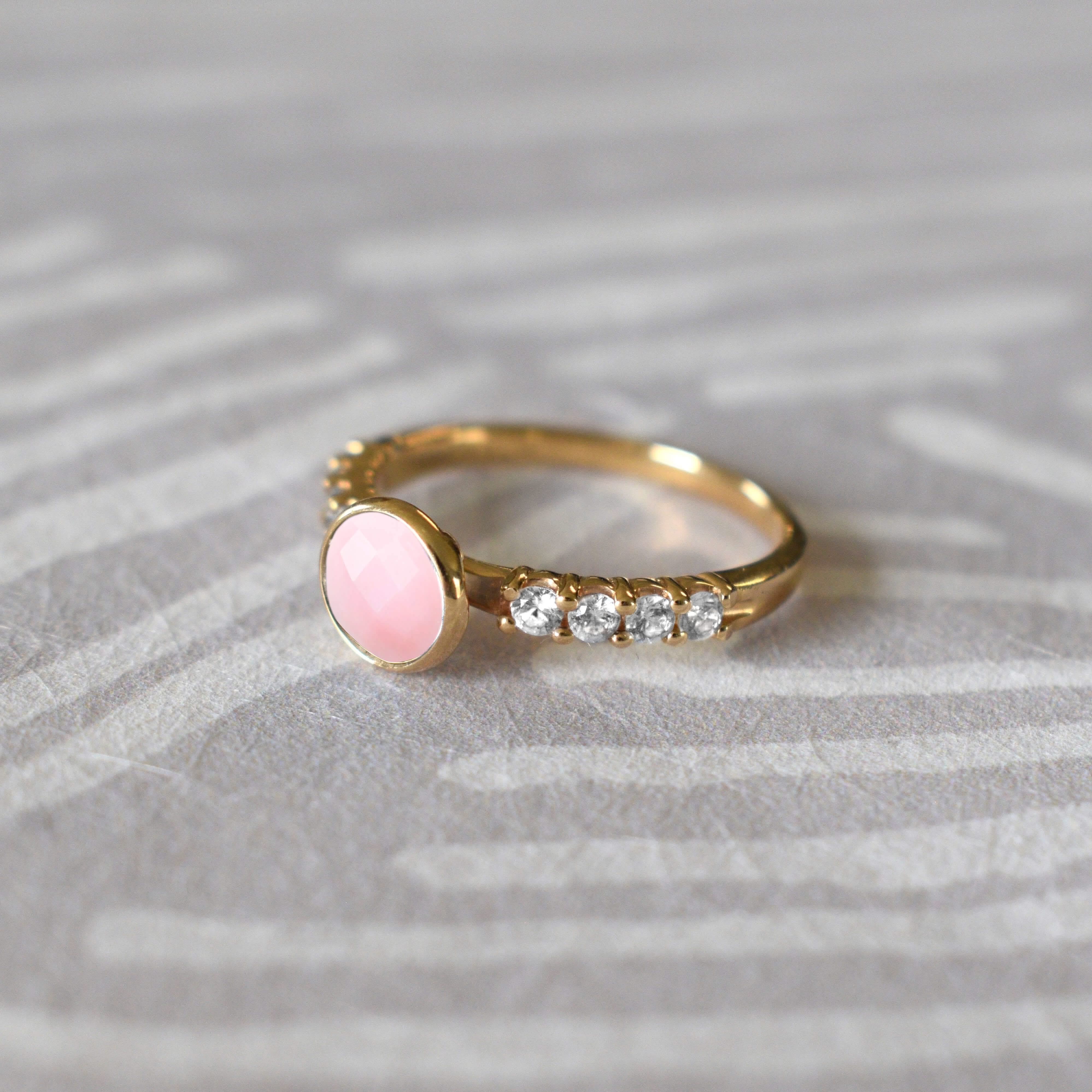 Rosecliff Grand Pink Opal Ring in 14k Gold (October) - Image 9