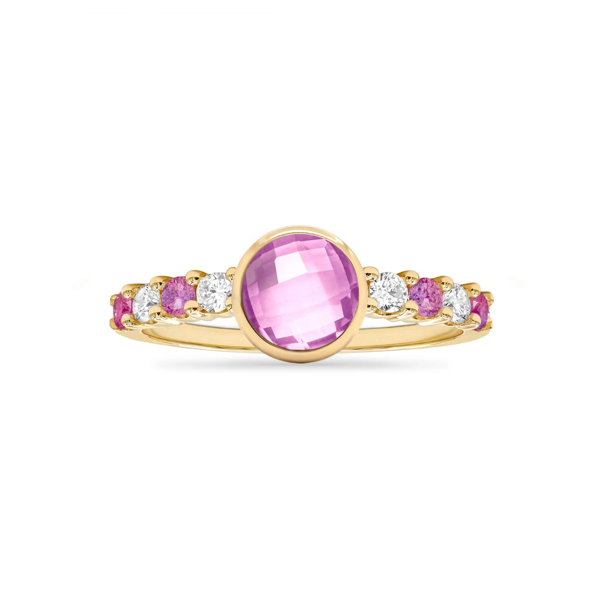 Rosecliff Grand Pink Sapphire Ring in 14k Gold (October) - Image 4