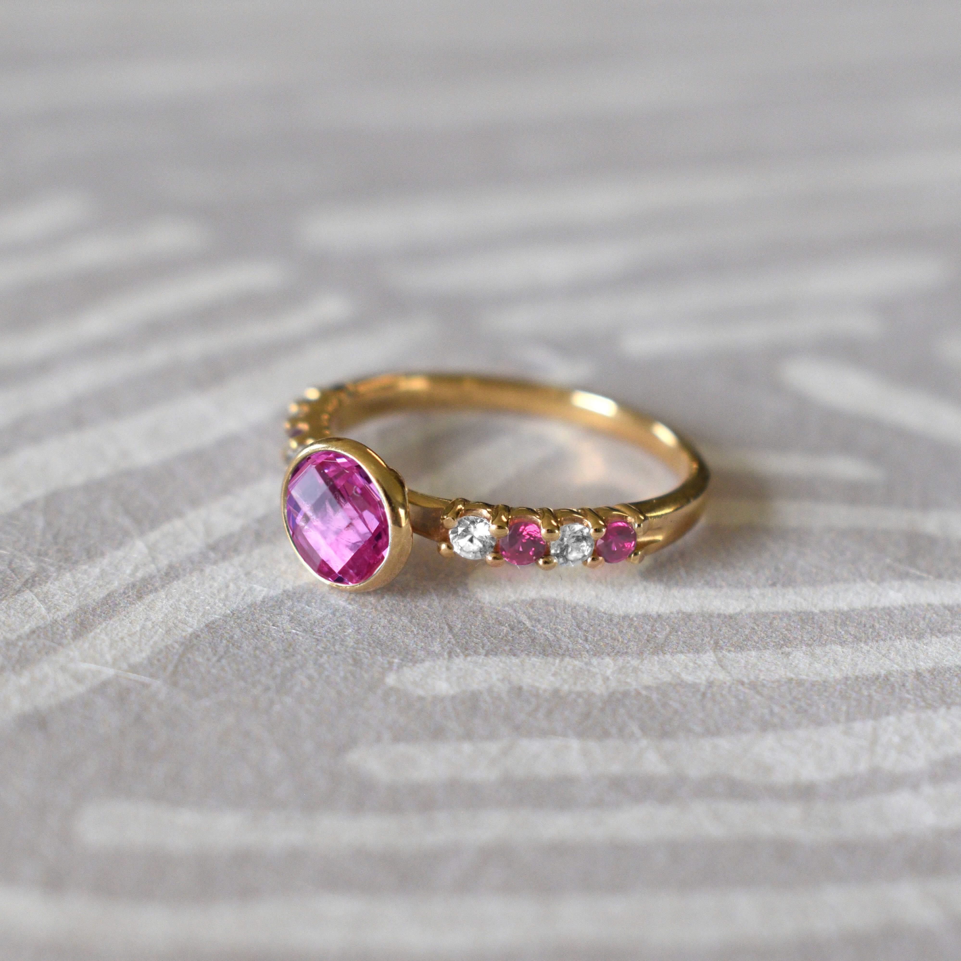Rosecliff Grand Pink Sapphire Ring in 14k Gold (October) - Image 9