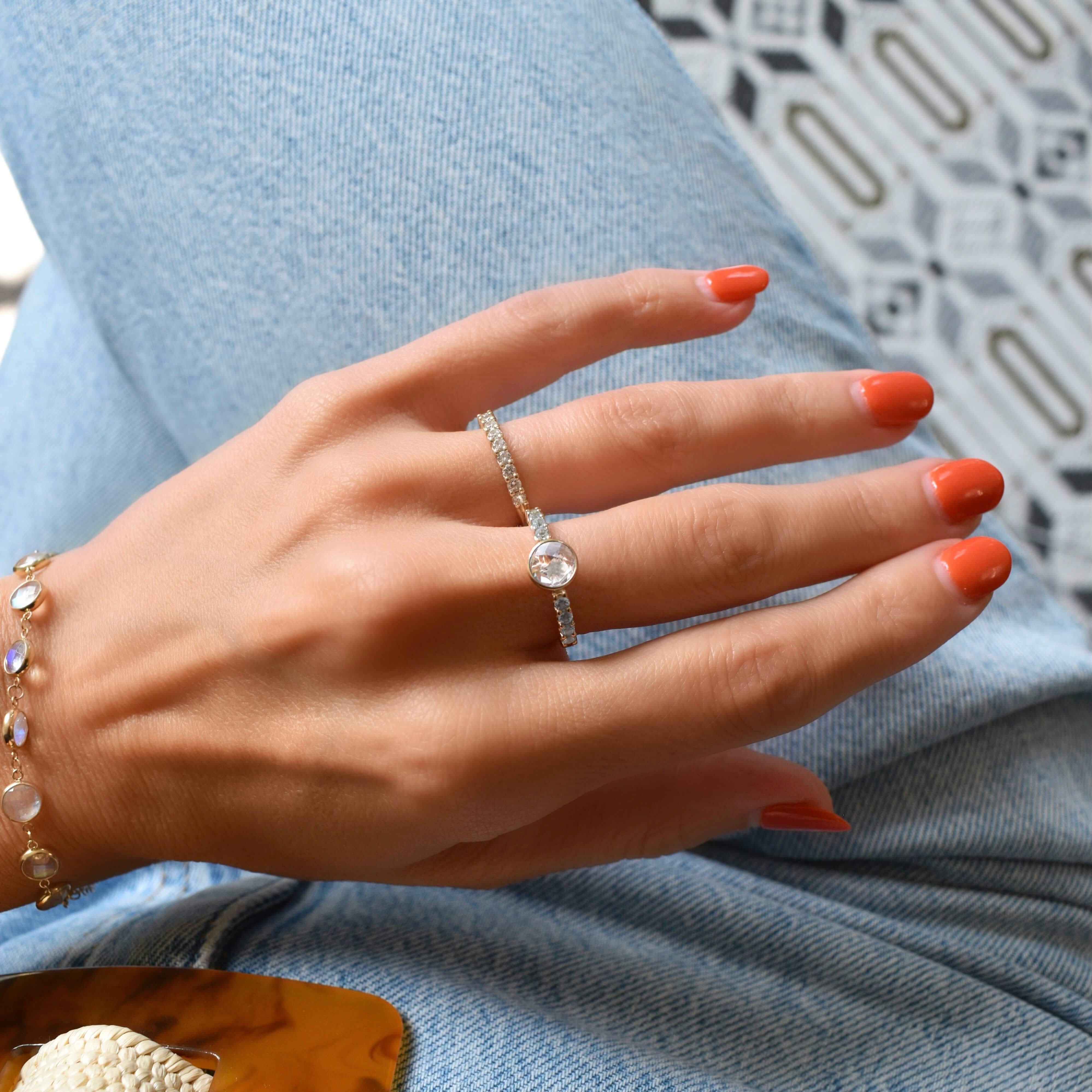 Rosecliff Grand White Topaz Ring in 14k Gold (April) - Image 9