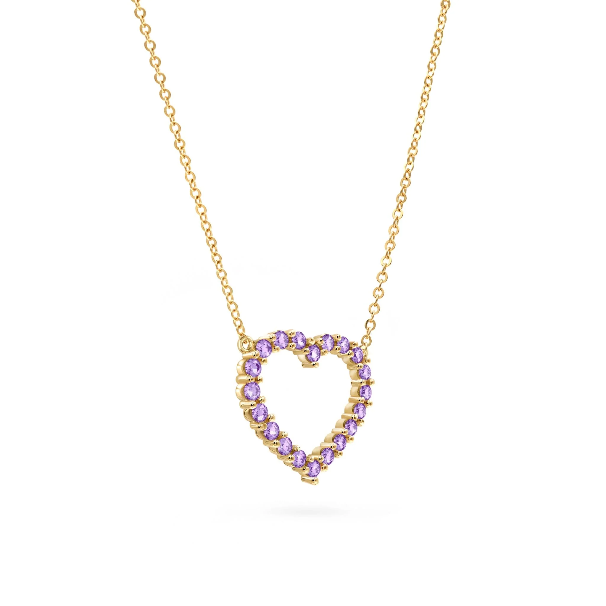 Rosecliff Heart Amethyst Necklace in 14k Gold (February) - Image 4