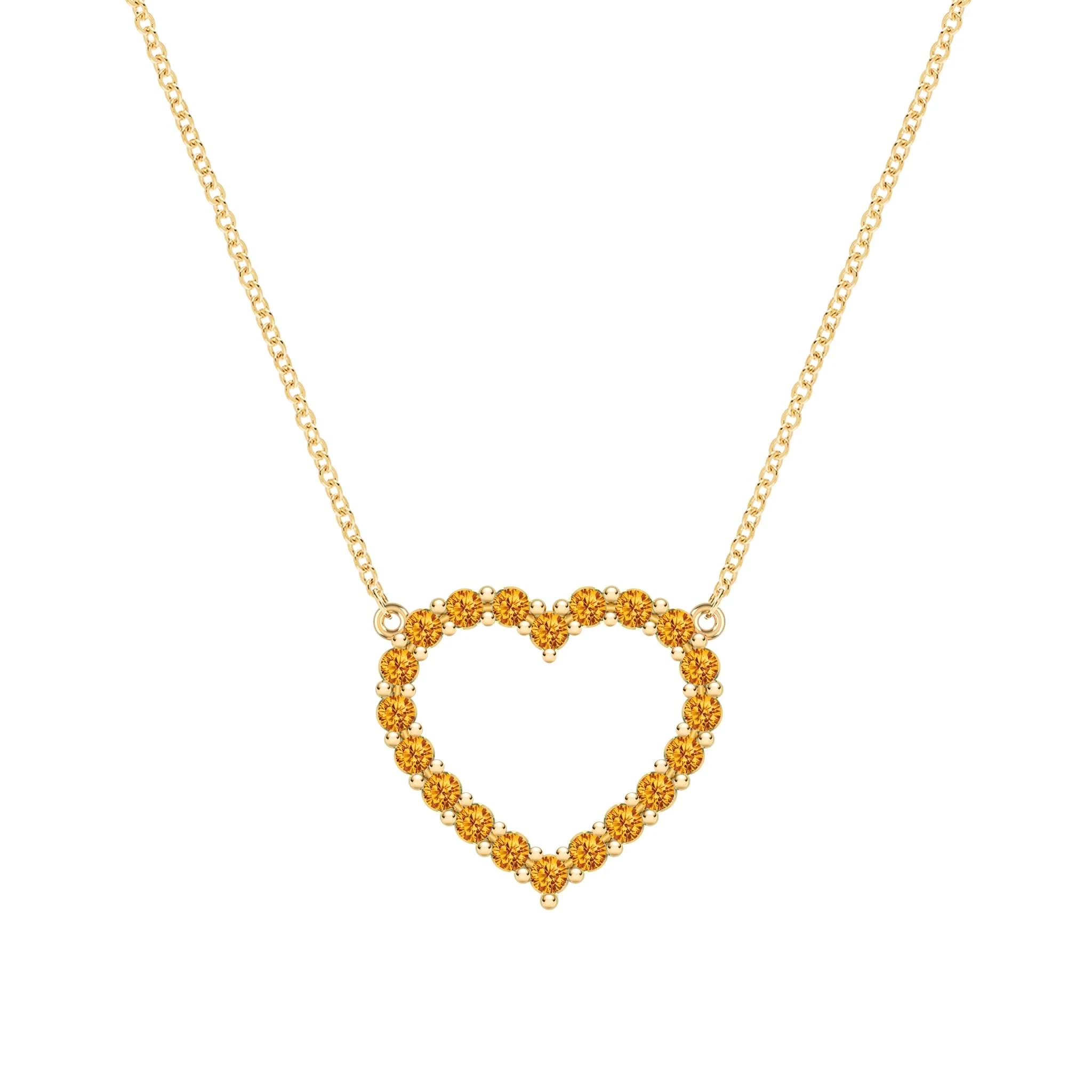 Rosecliff Heart Citrine Necklace in 14k Gold (November)