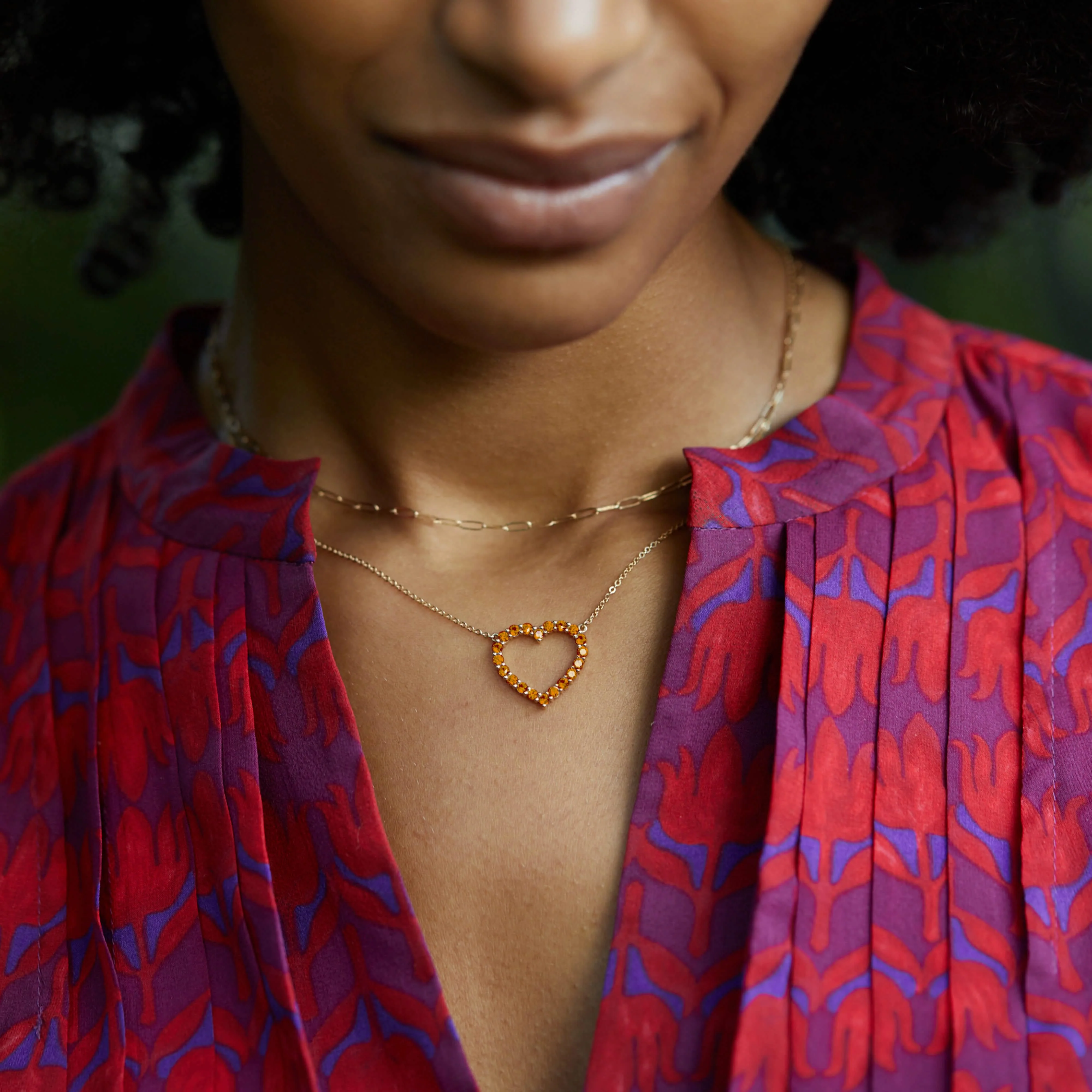 Rosecliff Heart Citrine Necklace in 14k Gold (November) - Image 3
